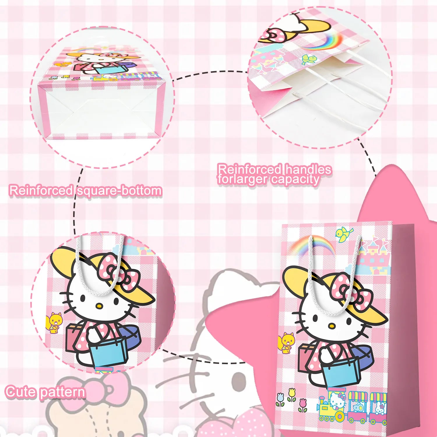 Hello Kitty Favor Bags - 24pcs Hello Kitty Party Bags, Hello Kitty Gift Bags, Hello Kitty Candy Bags for Girls Kids Hello Kitty Themed Birthday Party Decoration Supplies