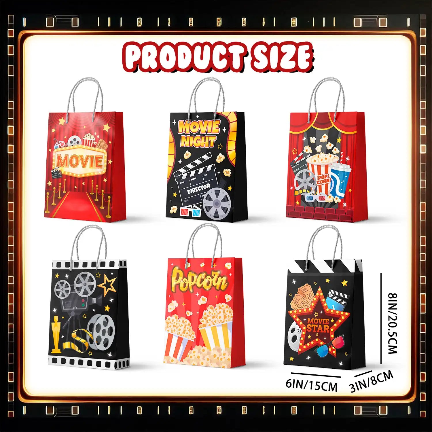 Movie Night Gift Bags, 24 Pcs Movie Night Treat Bags Set - Movie Night  Party Gift Bags, Movie Night Themed Goodie Bag & Movie Night Birthday Gift Bag for Movie Night Birthday Party Decorations