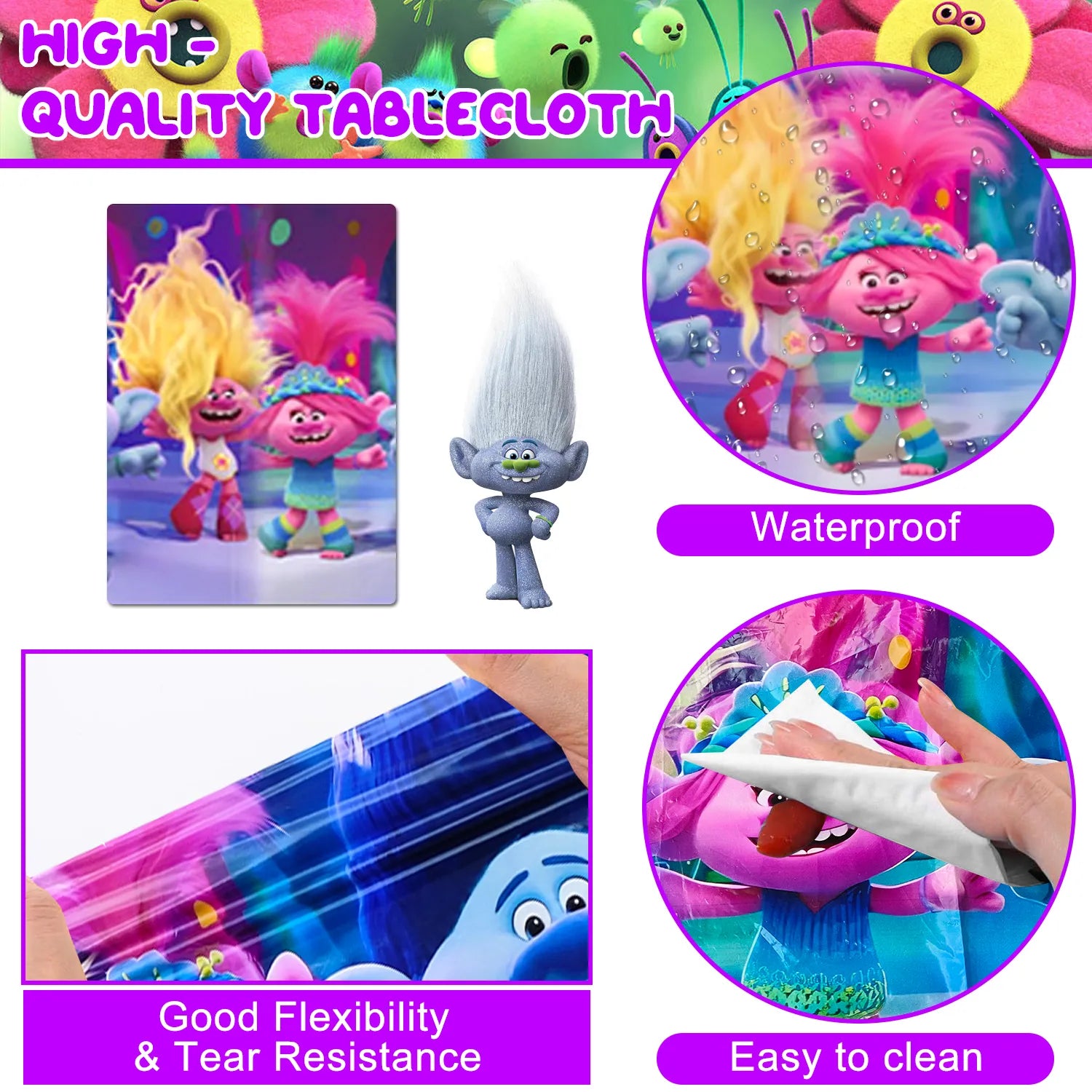 Trolls Birthday Party Decorations Supplies, 82 Pcs Trolls Band Together Party Supplies Include Trolls Cake Topper Balloons Banner Plates Napkins Cups etc Trolls Party Decorations, for Girls & Boys