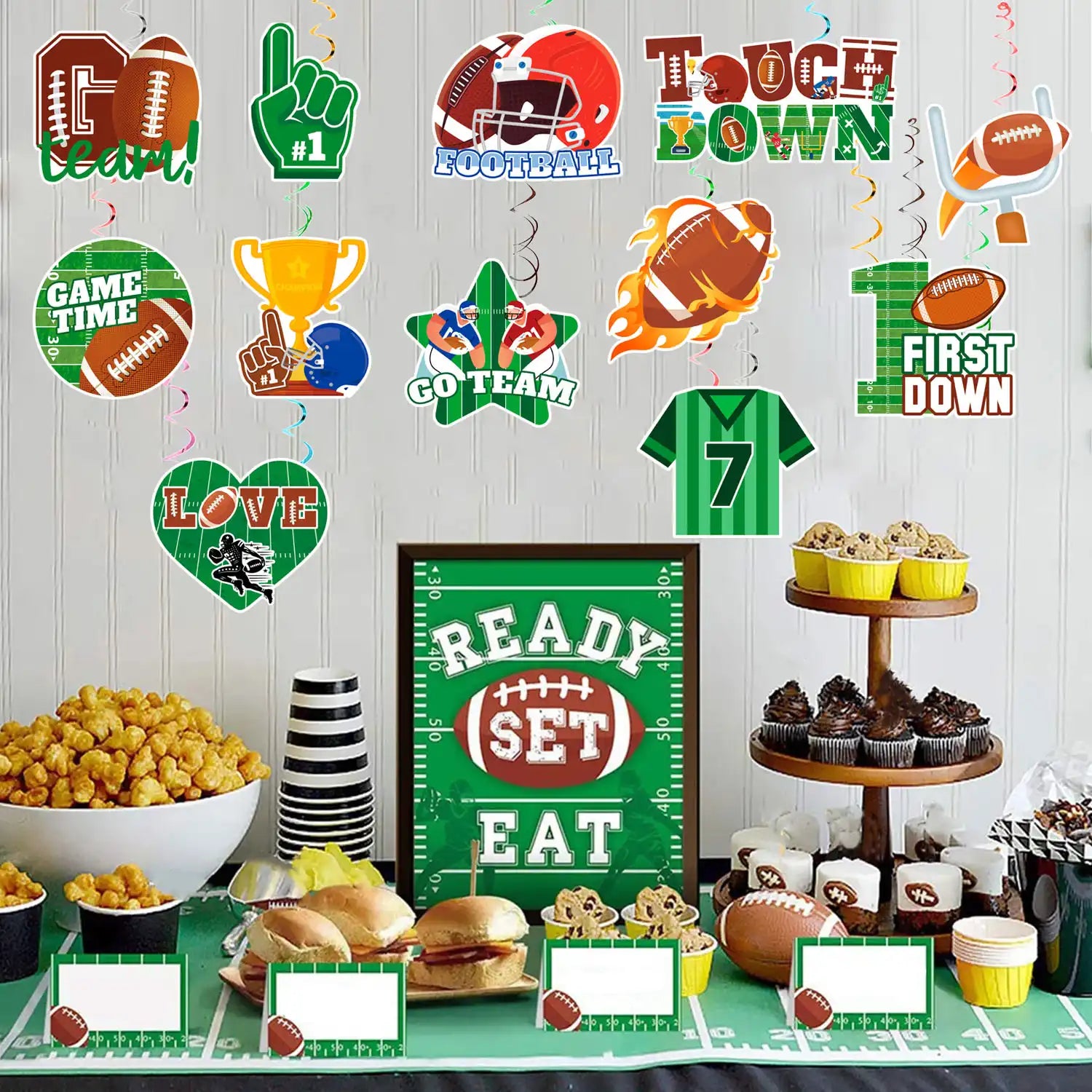 Football Hanging Swirls Decorations,36 Pcs Football Party Hanging Swirl,American Football Hanging Swirls&Football Hanging Spirals for Hanging Football Decorations&Football Birthday Party Decoration