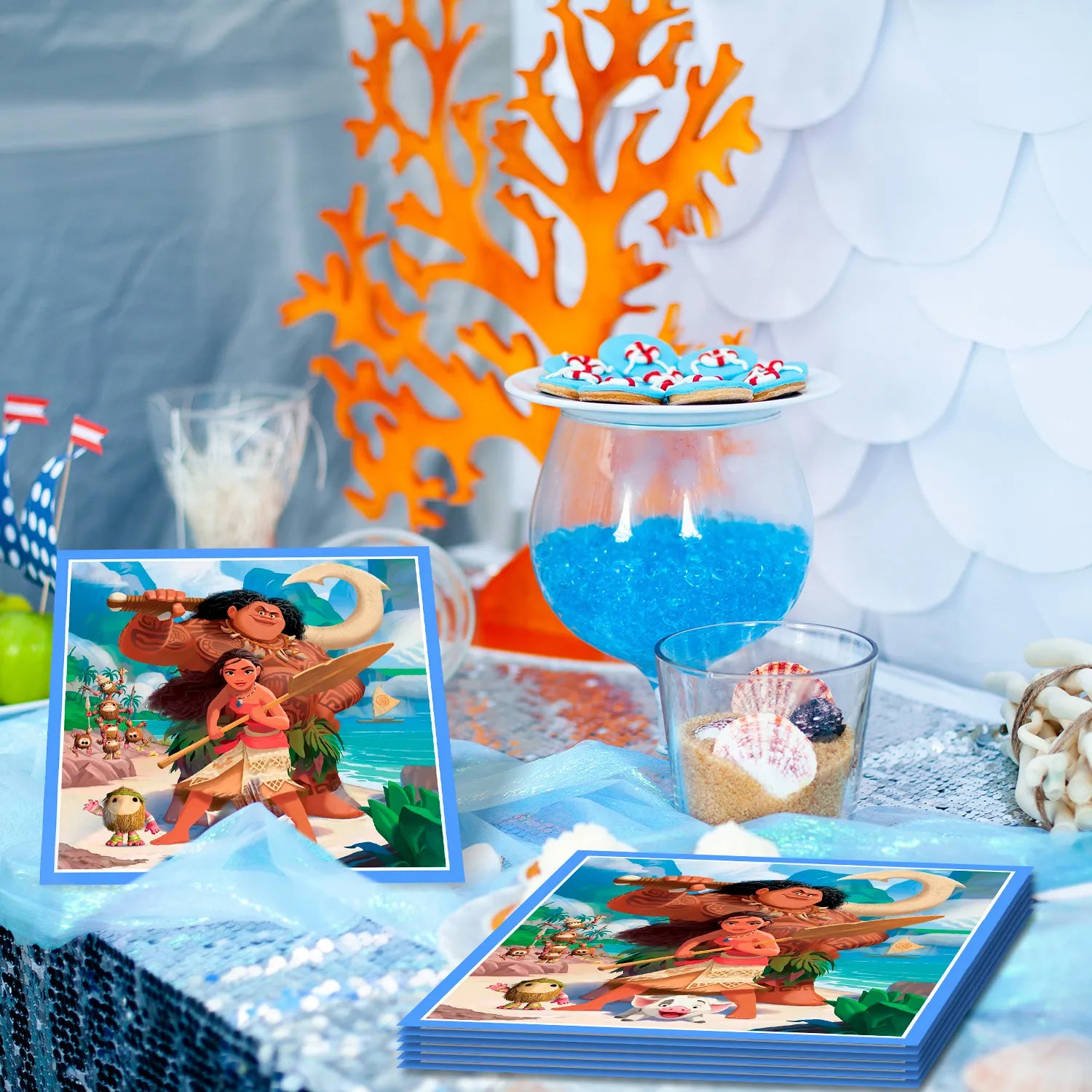 Moana Party Napkin Set, 10 Moana Party Napkins for Moana Birthday Party Supplies, Moana Themed Party Decorations