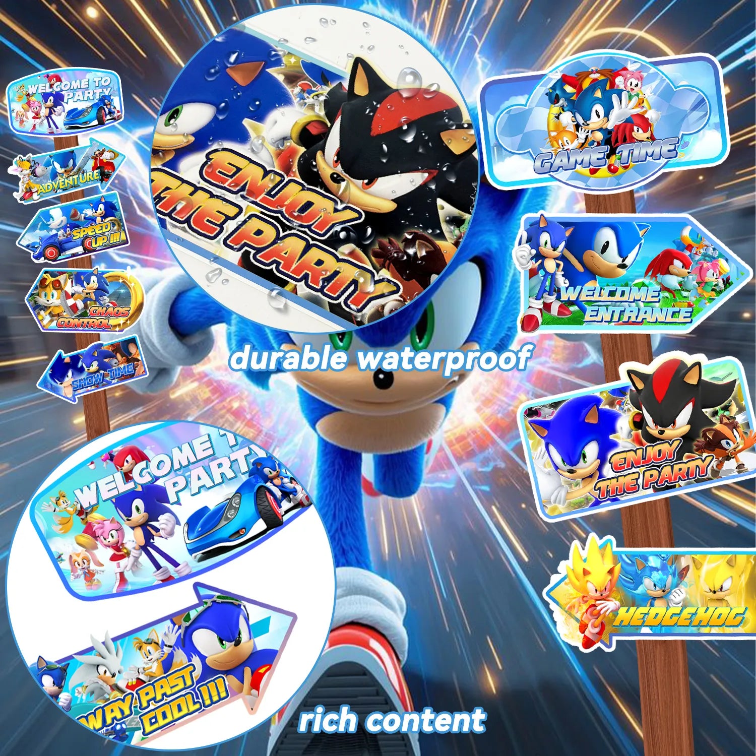 Sonic Themed Party Directional Signs, 20pcs Sonic Directional Signs, S ...