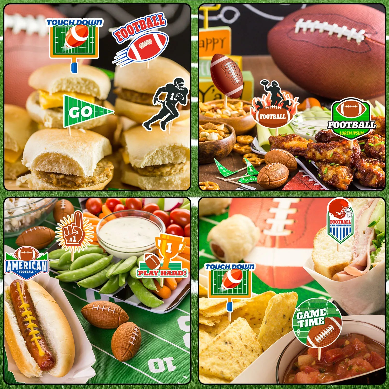 Super Bowl Cake Toppers, 12 Pcs Football Cupcake Toppers Rugby Ball Cupcake Decoration & 1 Pcs Football Birthday Cake Topper/Football Cake Decorations for Football Birthday Party Decorations