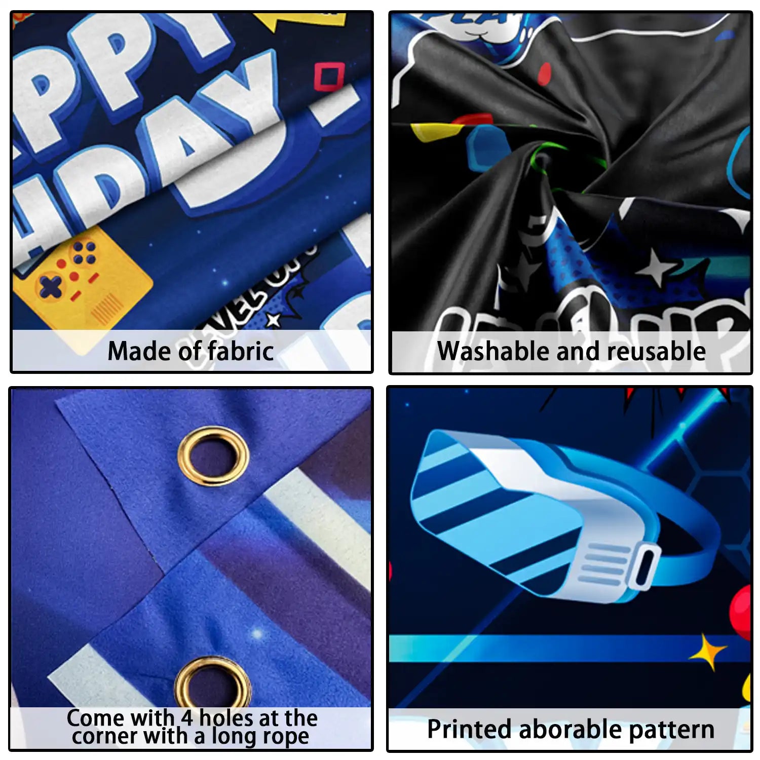 Video Game Birthday Decorations, 71'' x 43'' Gamer Backdrop Video Game Backdrop Video Game Birthday Backdrop Gaming Theme Party Background, Gaming Theme Backdrop for Gamer Party Decorations