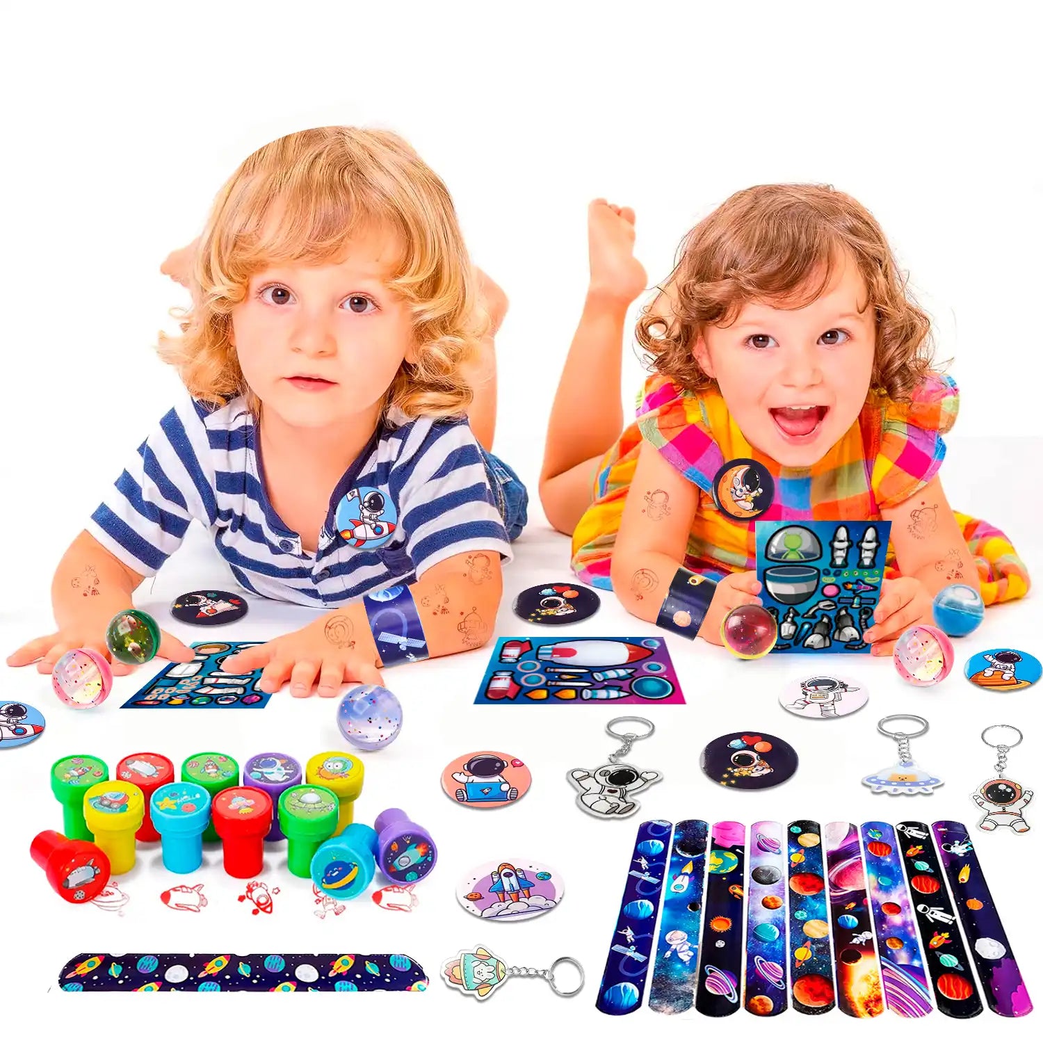 Space Party Favors - 70pcs Space Themed Party Favors, Space Birthday Decorations Includ Space Goodie Bags Stamp Slap Bracelet etc Space Birthday Party Favors for Space Themed Birthday Party Supplies