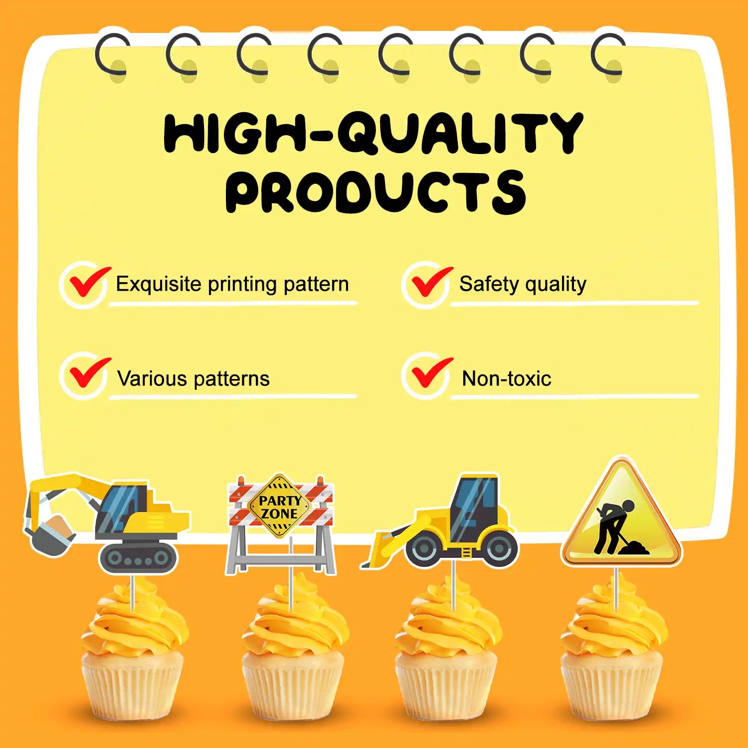 Construction Cake Topper, 13 Pcs Construction Cake Decorations Set-Construction Birthday Cake Topper & Construction Cupcake Toppers/Excavator Cupcake Toppers for Construction Birthday Party Supplies