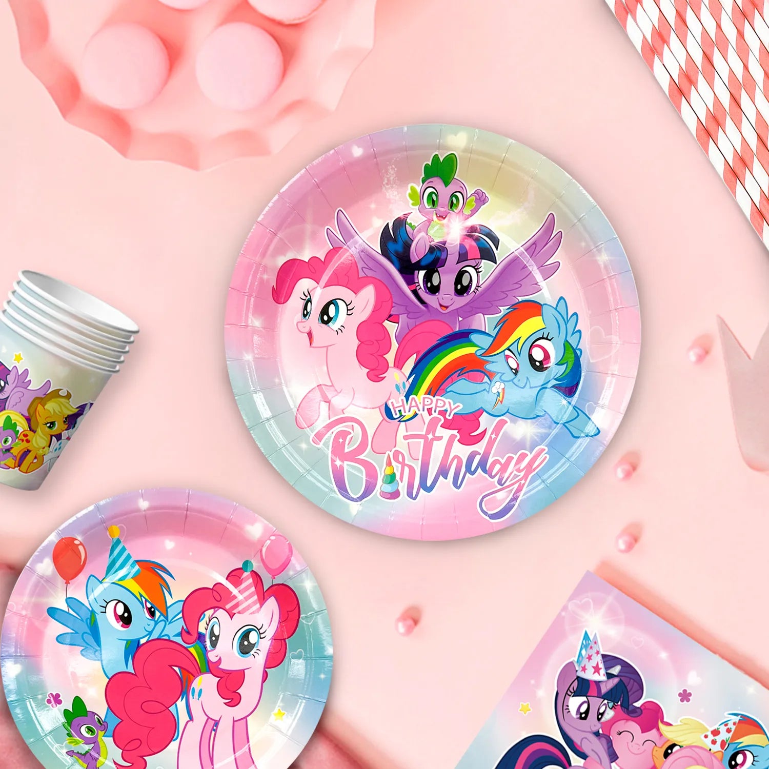 My Little Pony Birthday Party Supplies, 16-Person My Little Pony Decorations & Tableware Set - My Little Pony Plates Cups Napkins & My Little Pony Birthday Party Banner etc My Little Pony Party Supplies