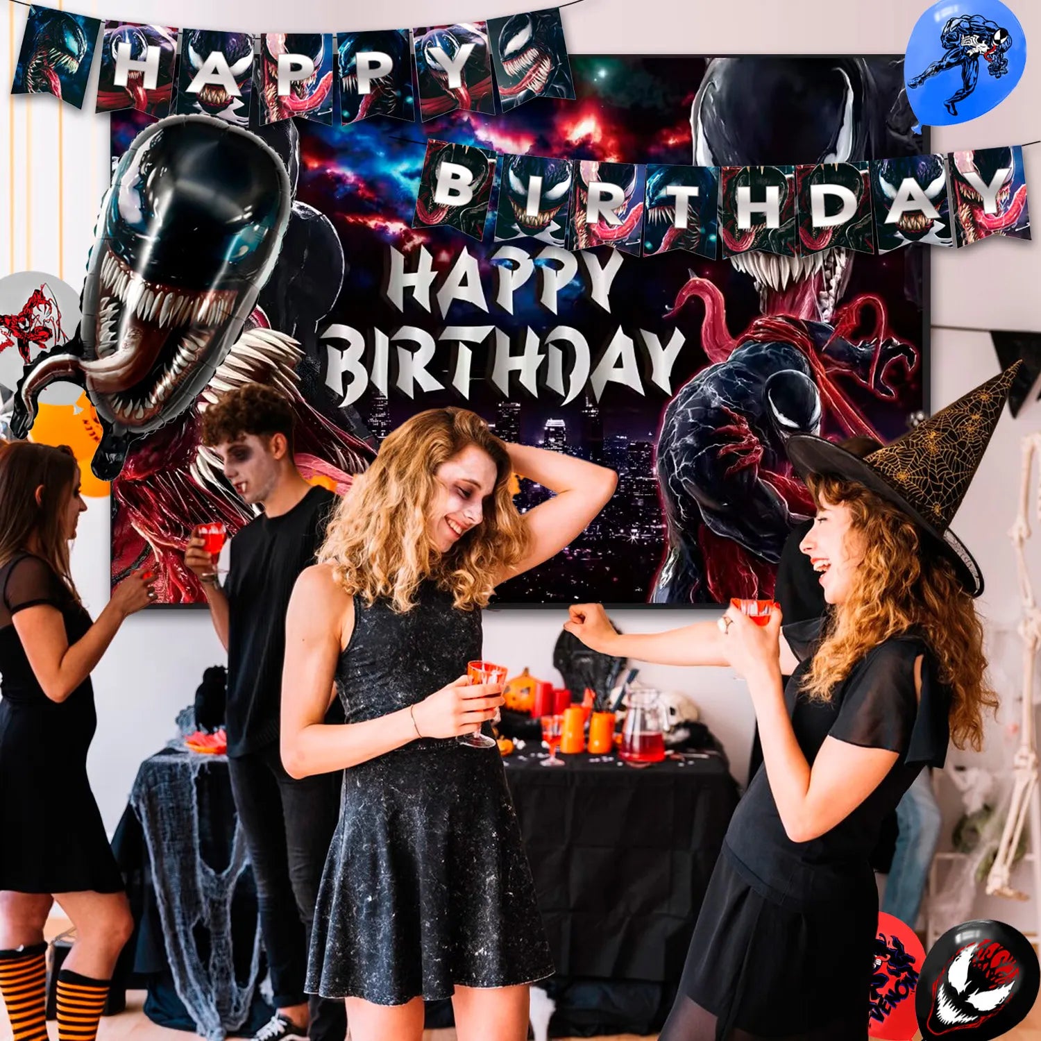 Venom Birthday Party Decoration Supplies, 83 Pcs Venom Party Supplies including Venom Cake Decorations Balloons Banners Plates Napkins Cups and Other Venom Party Decorations for Girls and Boys