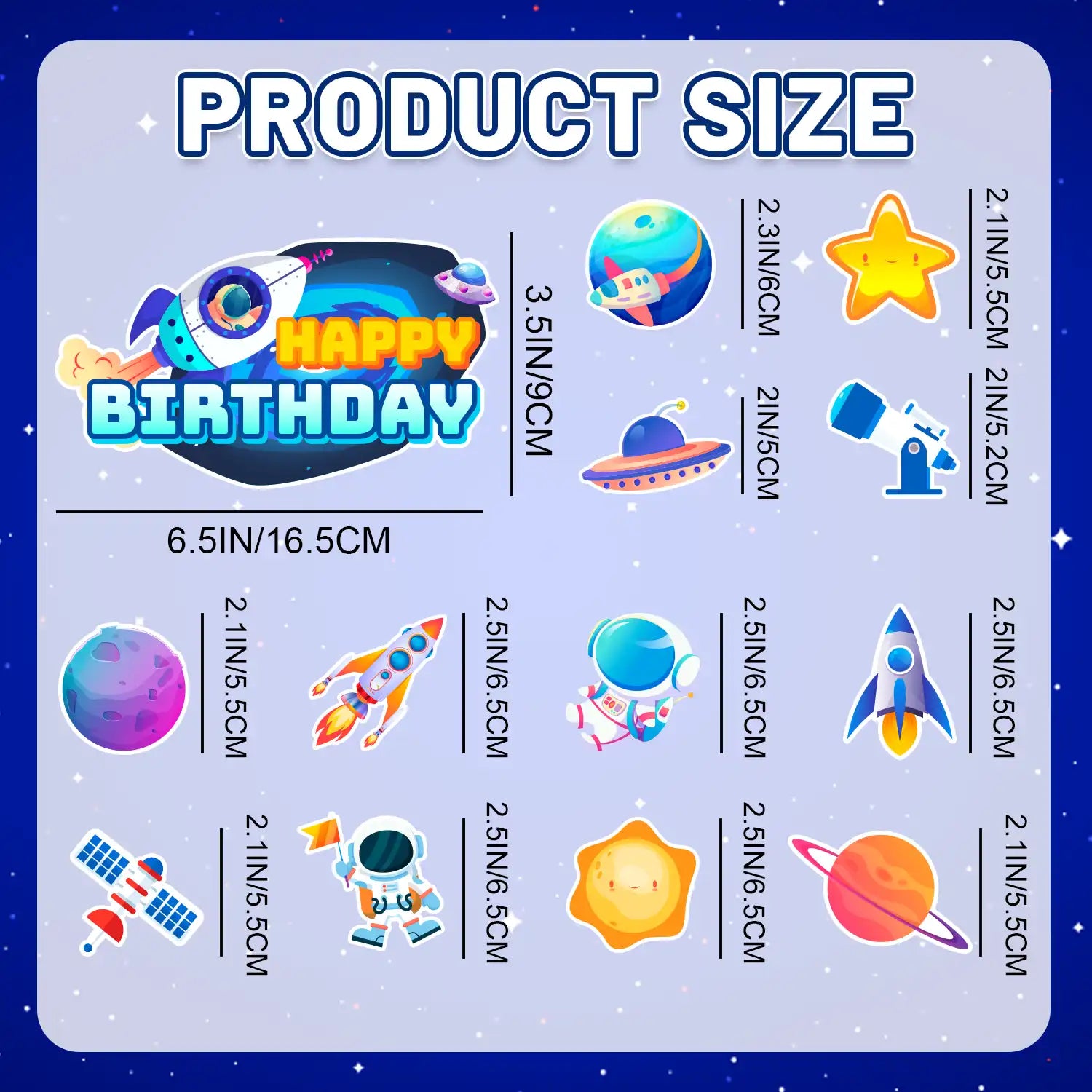 Space Cake Topper, 25 Pcs Space Cake Decorations - 1 Space Theme Cake Topper + 24 Space Cupcake Toppers, Astronaut Rocket Cake Topper & Planet Cake Toppers etc Outer Space Party Decorations Supplies