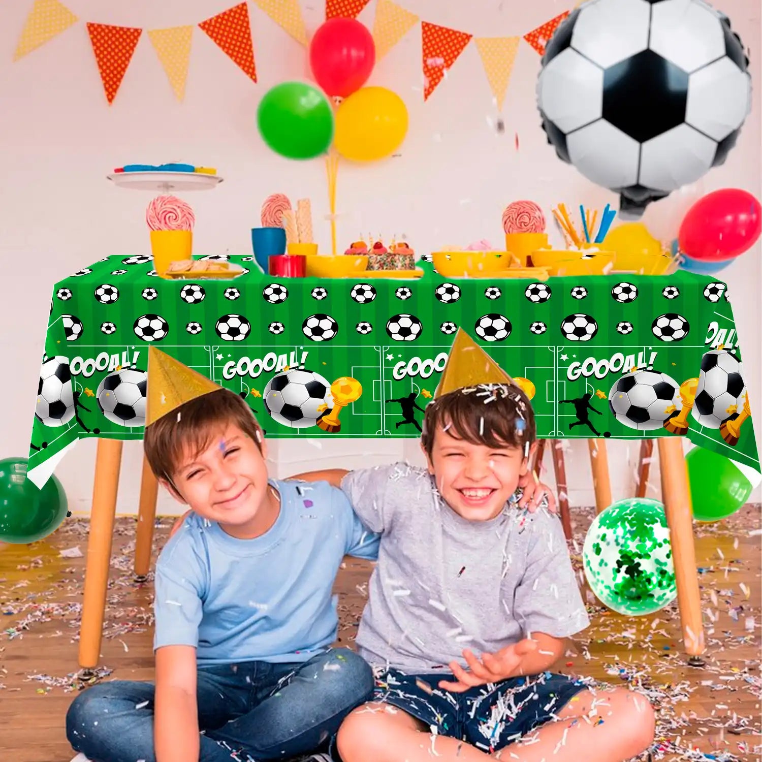 Soccer Tablecloth, 3 Pcs Soccer Party Tablecloth Set - Soccerball Party Tablecloth, Soccer Table Covers & Soccer Theme Table Cloth, for Soccer Party Decorations & Soccer Birthday Decorations
