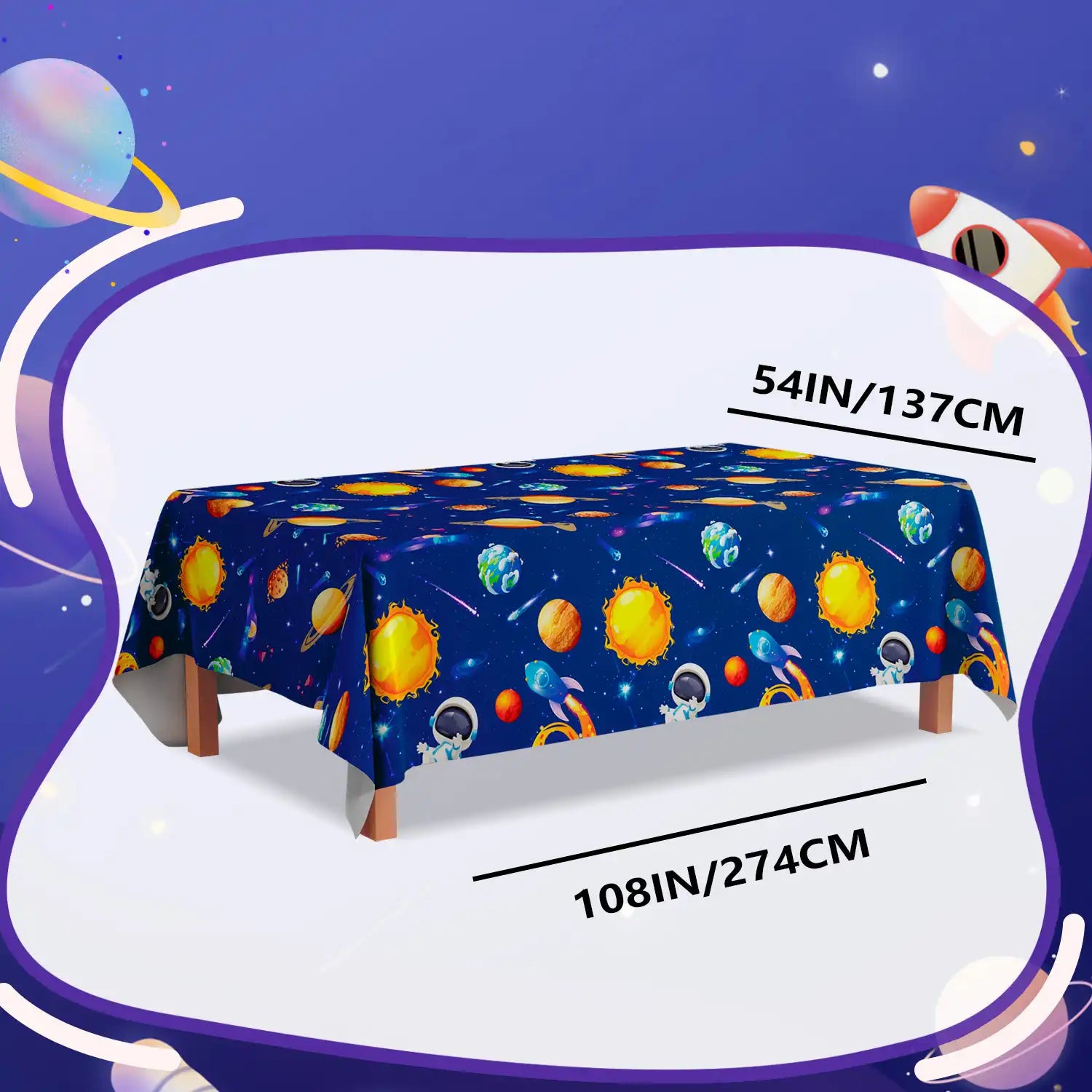 Space Tablecloth, 3 Pcs Outer Space Party Table Cloth Set - Astronaut Table Covers, Space Birthday Party Tablecloth & Space Themed Table Covers for Space Birthday Decorations & Space Party Decorations