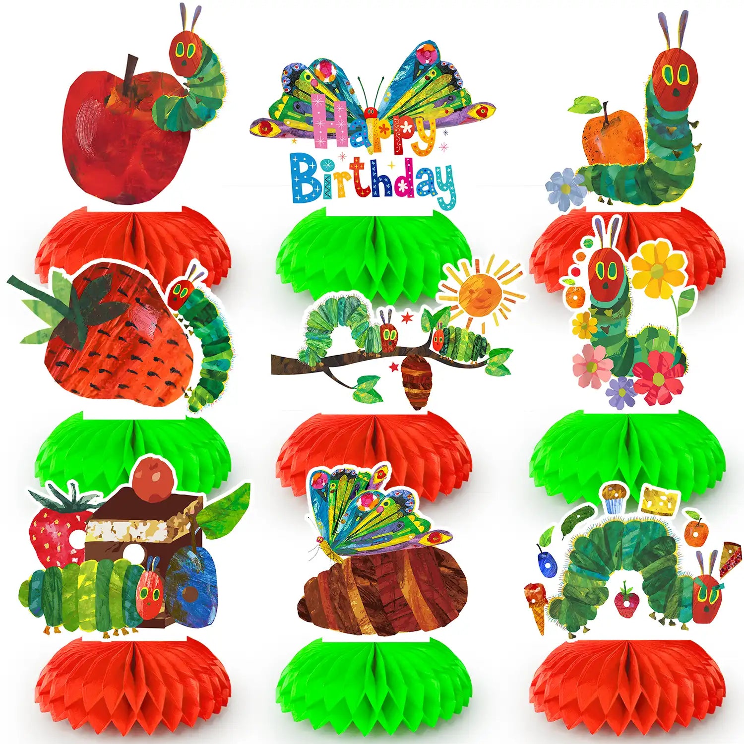 Hungry Caterpillar Birthday Decorations, 18pcs Hungry Caterpillar Birthday Party Centerpieces Hungry Caterpillar Birthday Decorations
