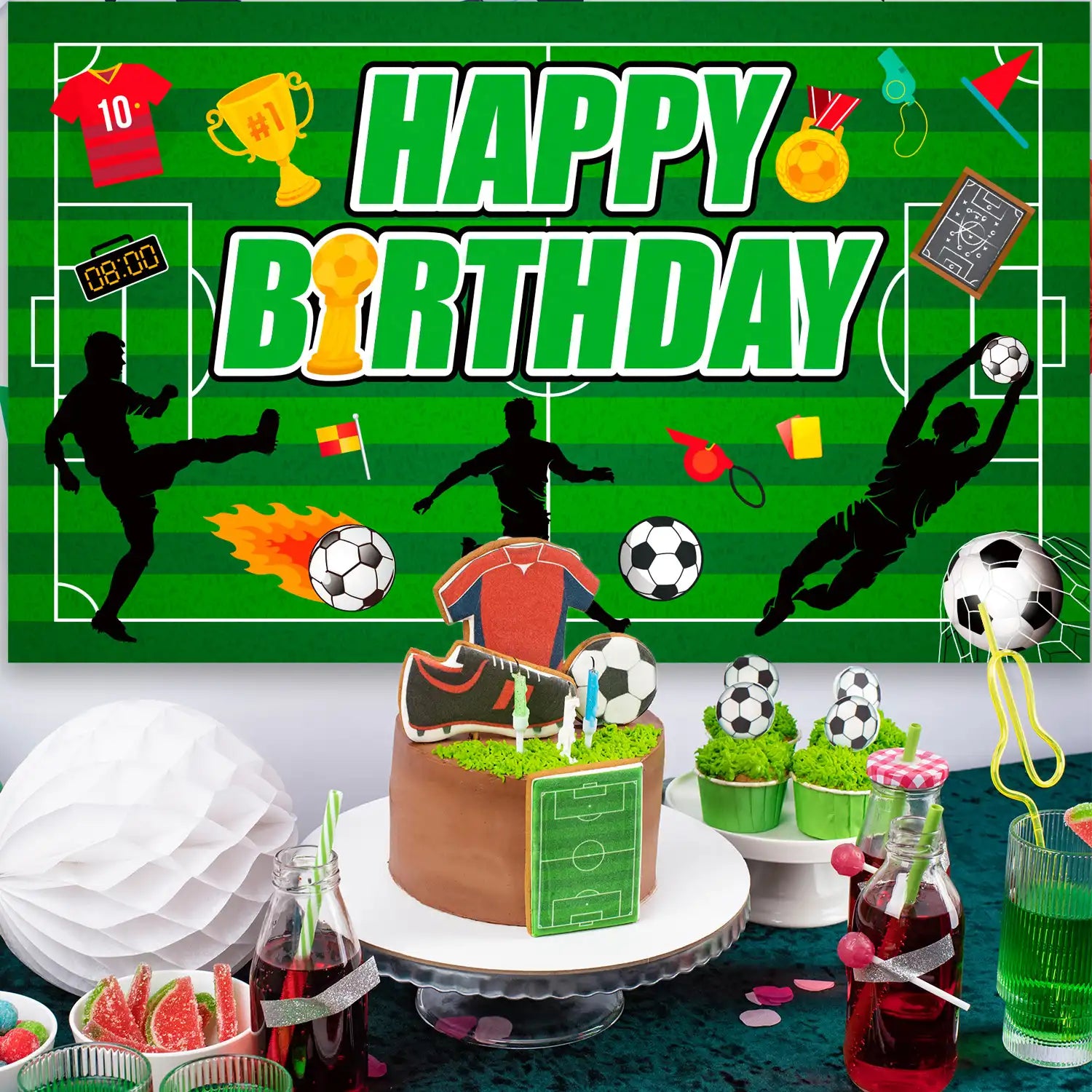 Soccer Backdrop for Birthday Party, 71x43'' Soccer Birthday Backdrop, Soccer Birthday Banner Backdrop & Soccer Party Background for Soccer Party Decorations & Soccer Birthday Decorations
