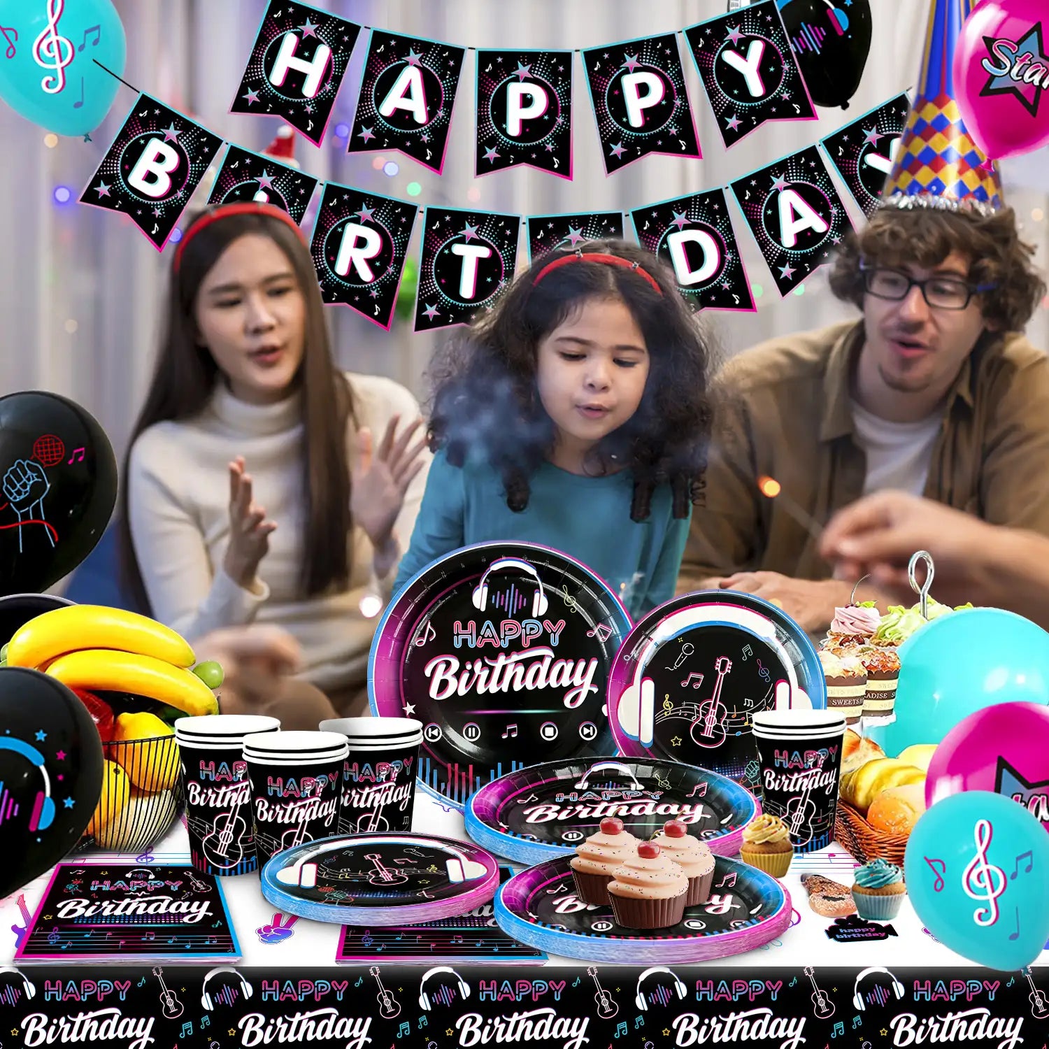 Tik Tok Party Decorations, 16 Guests Tik Tok Birthday Party Decorations Tableware Set-Tik Tok Balloons Banner Tablecloth Plates Cups Napkin ect Tik Tok Theme Party Decor Supplies, for 16 Guests