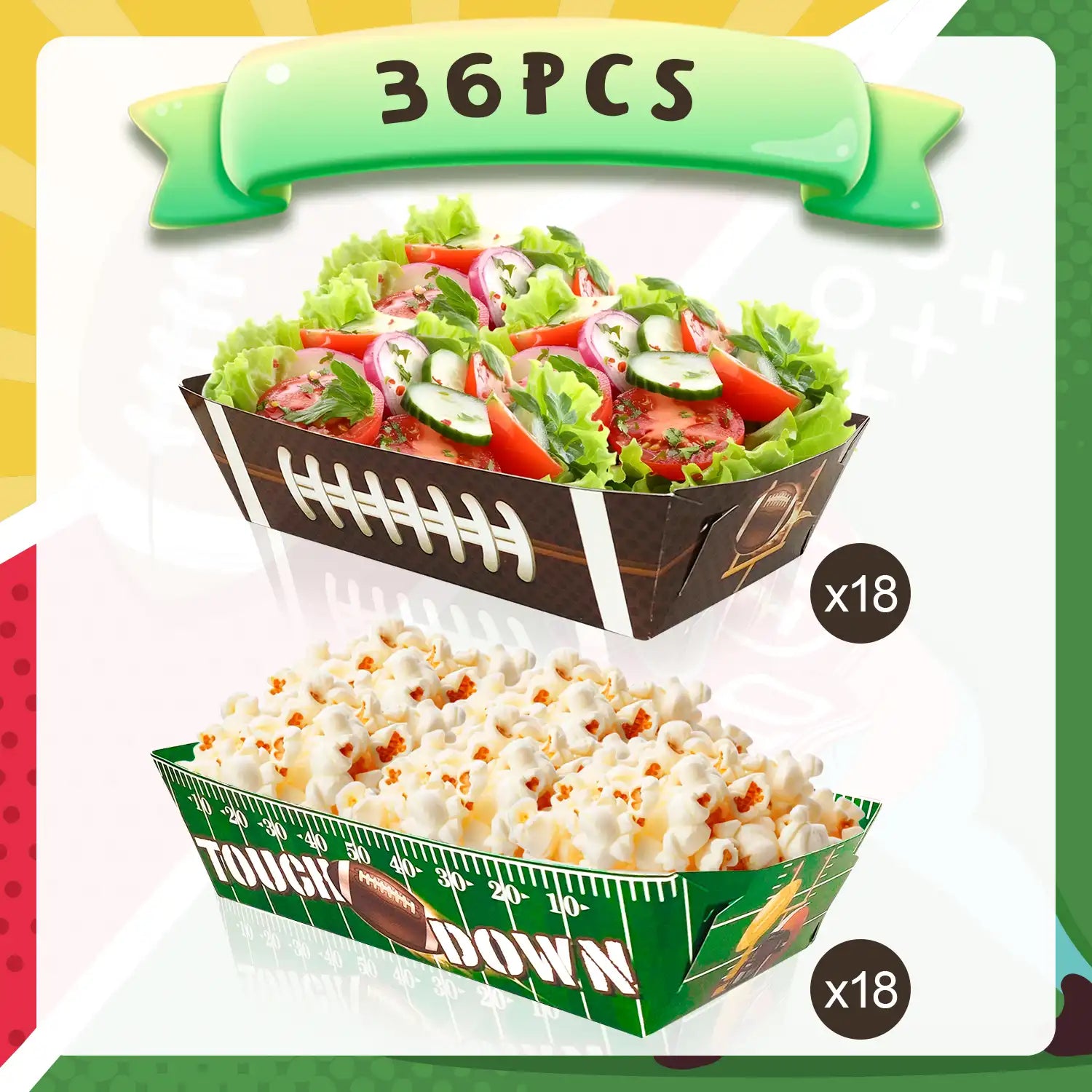 Football Party Paper Tray,36 Pcs Football Food Trays Set-Football Party Paper Food Trays,Football Paper Snack Tray&Football Trays for Food,for Football Party Decorations&Football Birthday Decorations