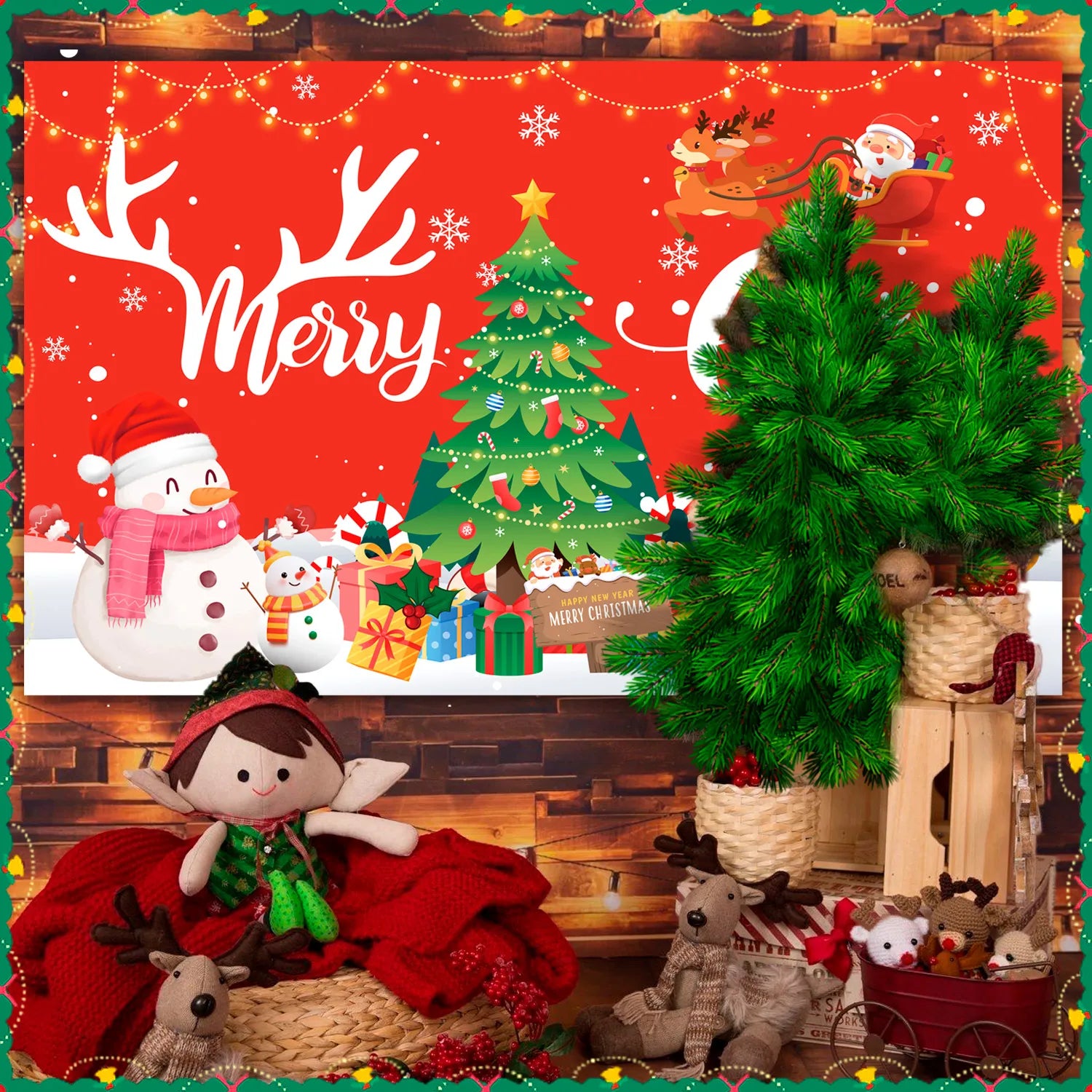Merry Christmas Backdrop,71x43'' Merry Christmas Party Backdrop - Merry Christmas Banner Backdrop,Christmas Background & Christmas Backdrops for Photography, Perfect for Christmas Party Decorations