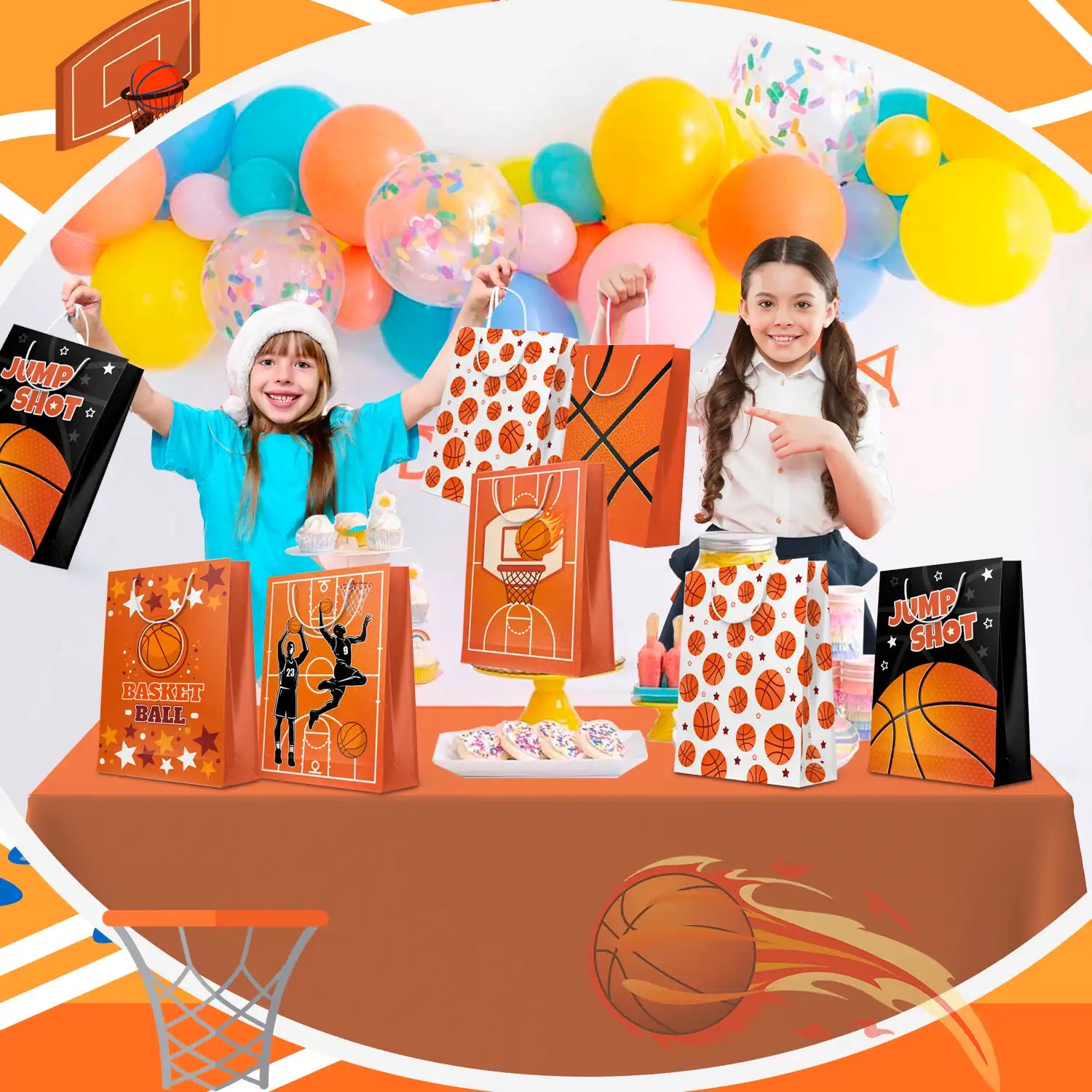 Basketball Gift Bags, 24 Pcs Basketball Gifts Paper Bag Set - Basketball Treat Bags, Basketball Party Bags & Basketball Goody Bags for Basketball Party Decorations & Basketball Birthday Decorations
