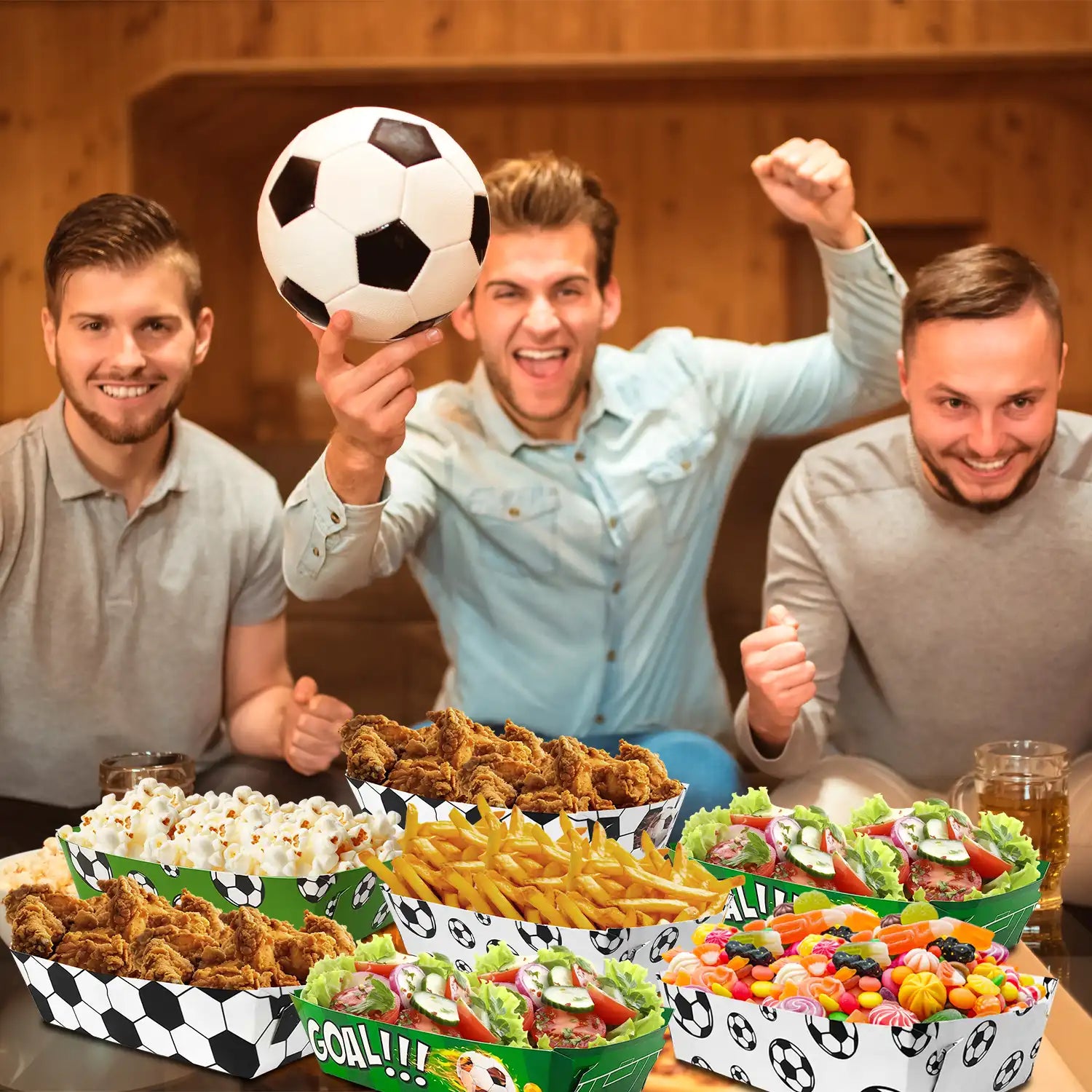 Soccer Birthday Serving Tray, 36pcs Soccer Paper Trays/Soccer Snack Tray/Soccer Party Food Trays, Soccer Party Nachos Food Boats for Soccer Party Favors, Soccer Birthday Party Decorations