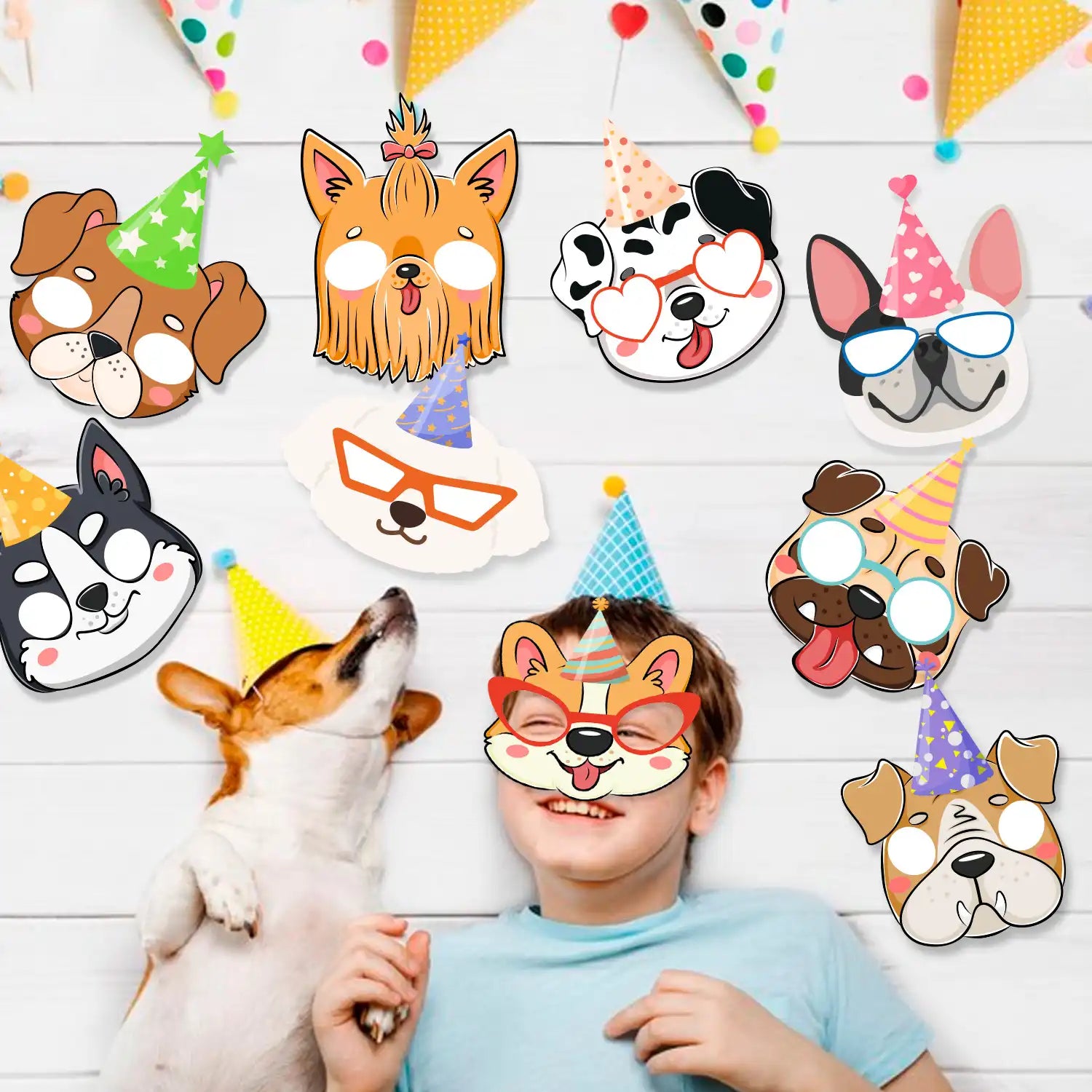 12pcs Dog Puppy Party Favor Masks, Puppy Party Mask Dog Birthday Masks Dog Party Favors Felt Masks for Puppy Themed Birthday Party Decoration, Puppy Dogs Felt Mask for Costume Cosplay Supplies