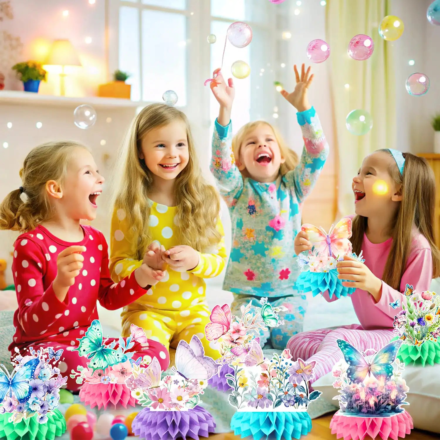 Butterfly Honeycomb Centerpieces, 9 Pcs Butterfly Honeycomb Table Centerpiece, Butterfly Baby Shower Party Honeycomb & Butterfly Themed Honeycomb Centerpiece for Floral Butterfly Birthday Decorations