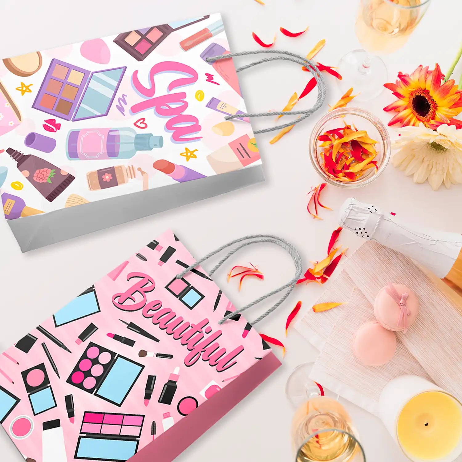 Spa Party Favor Bags, 24pcs Spa Party Gift Bags Spa Party Goodie Bags Spa Party Bags for Makeup Party Decorations, Spa Theme Party Bags for Spa Birthday Party Decorations