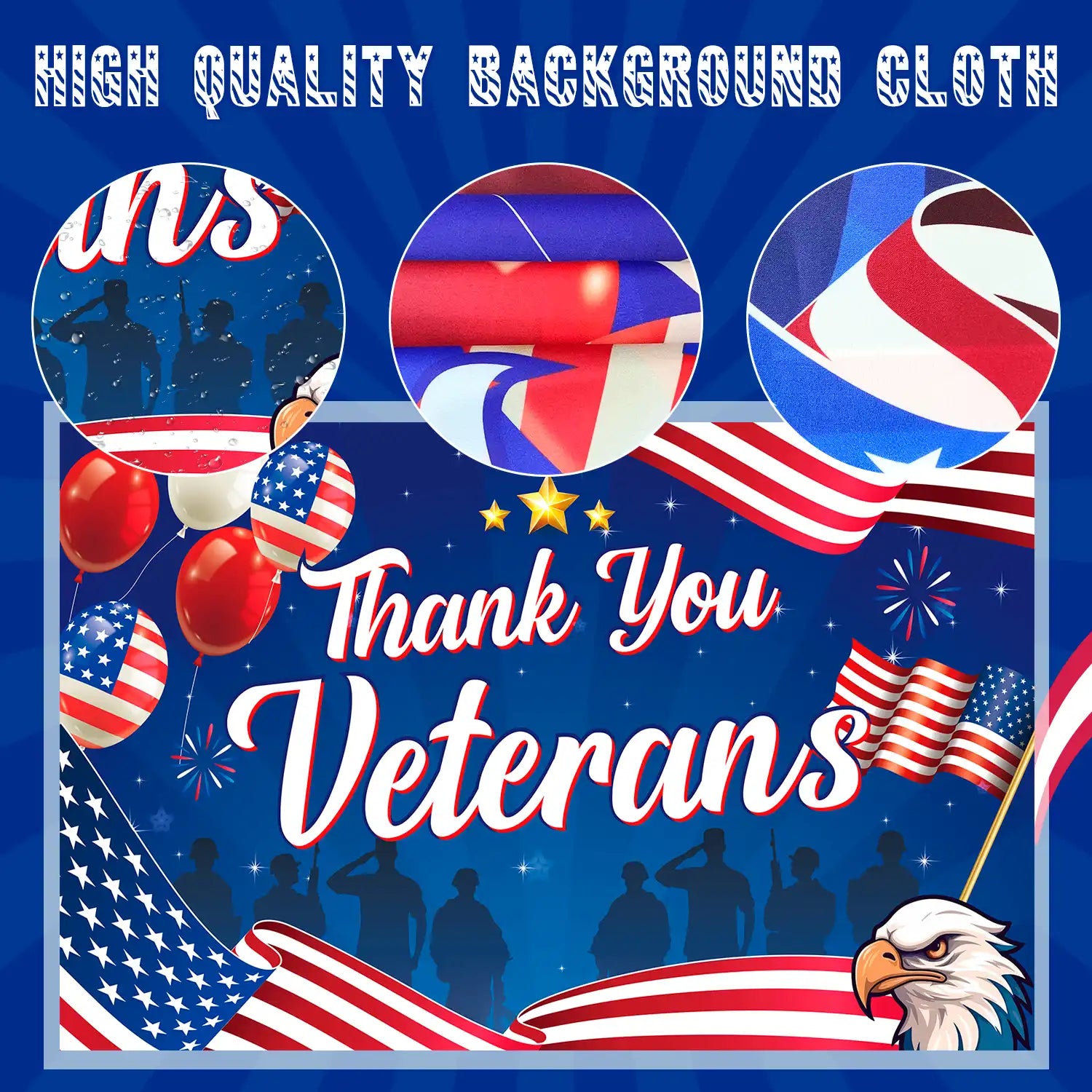 Thank You Veterans Backdrop, 70.8x43.3 Inch Veterans Background Cloth, Happy Veterans Day Backdrop Banner or Veterans Day Party Backdrop, for Veterans Day Decorations & Veterans Photo Booth Props