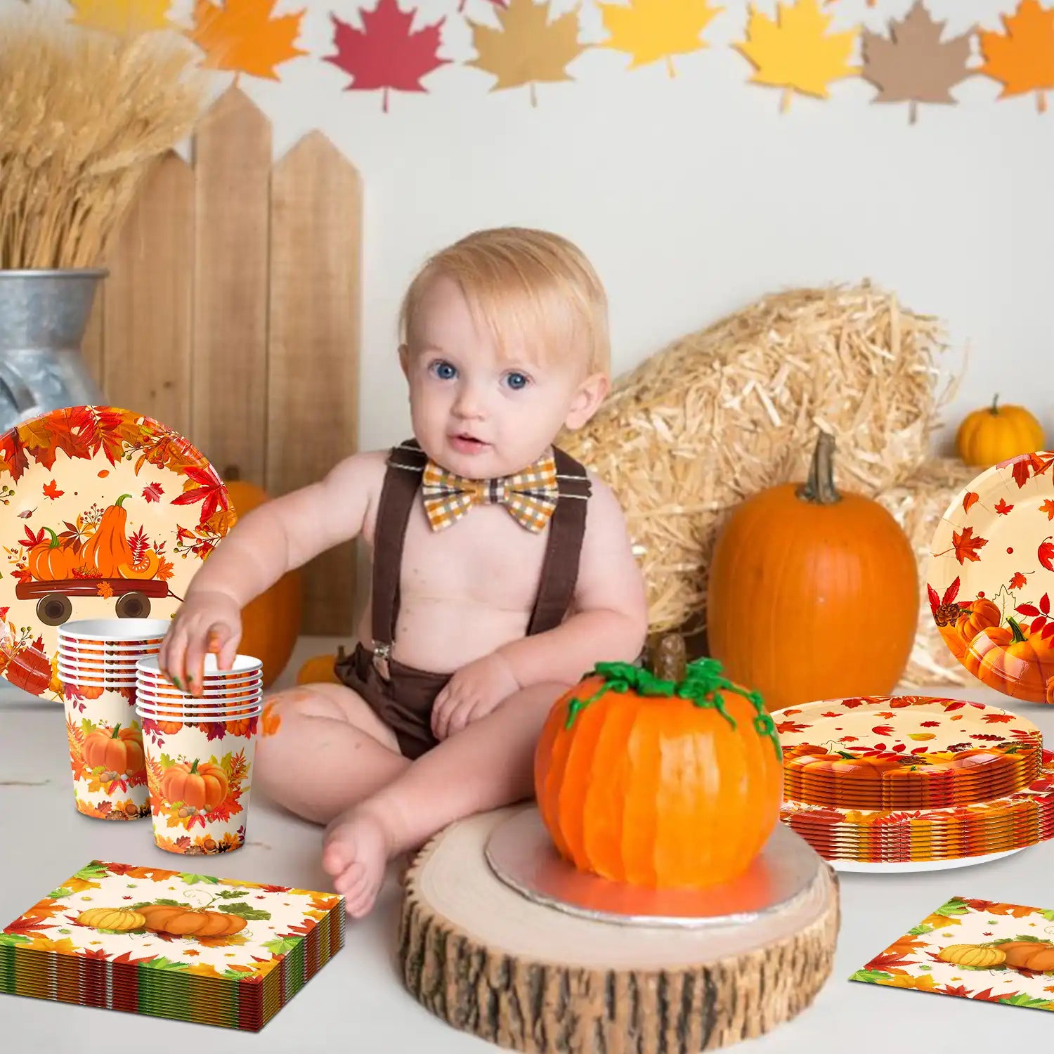 Thanksgiving Party Supplies Tableware, 65 Pcs Thanksgiving Plates and Napkins Sets - Thanksgiving Decorations Plates Tablecloth Napkins Cups for Friendsgiving Decorations & Fall Party Decorations