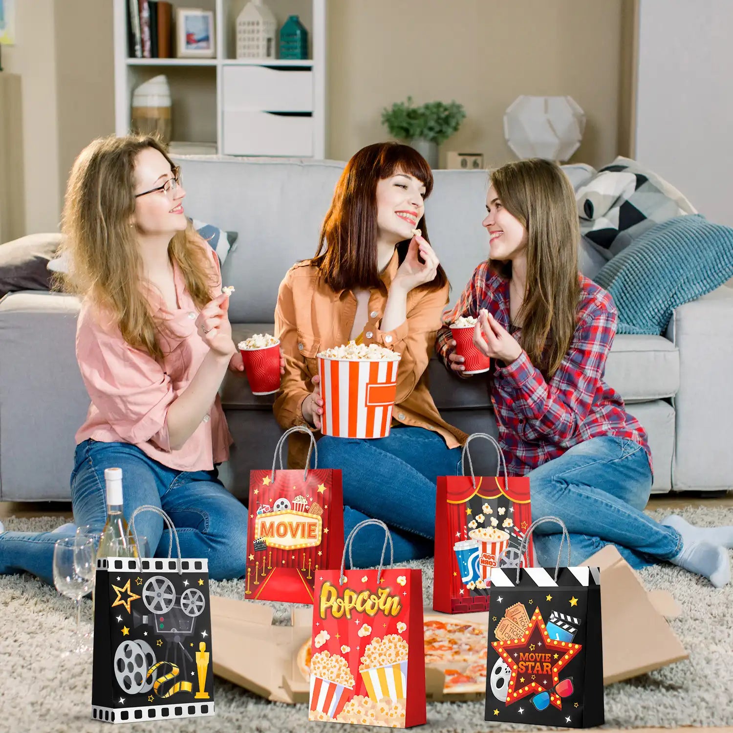 Movie Night Gift Bags, 24 Pcs Movie Night Treat Bags Set - Movie Night  Party Gift Bags, Movie Night Themed Goodie Bag & Movie Night Birthday Gift Bag for Movie Night Birthday Party Decorations