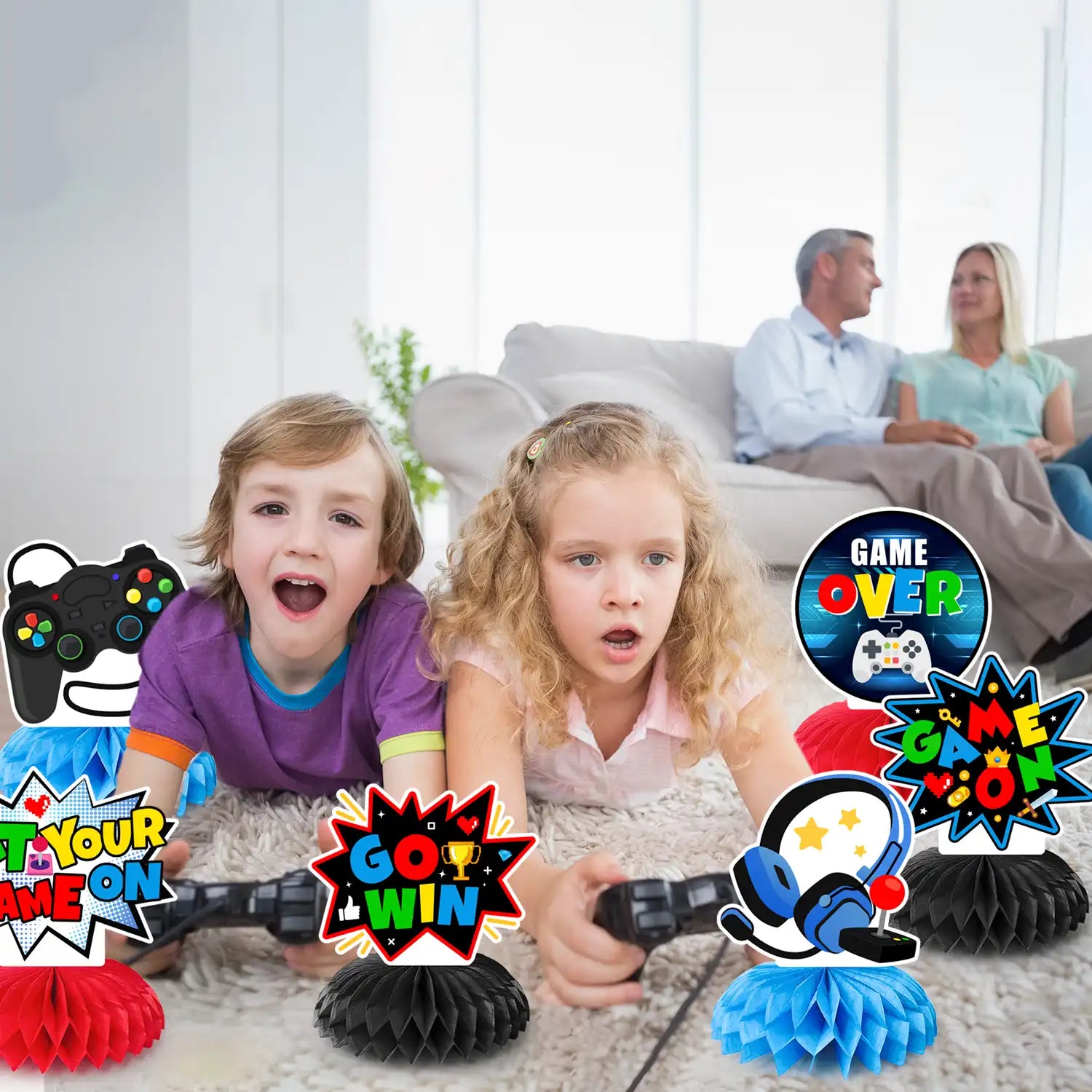 Video Game Honeycomb Centerpiece, 9 Pcs Video Game Honeycomb Table Centerpiece/Game Birthday Party Honeycomb Centerpieces for Video Game Birthday Decorations & Gaming Party Decorations
