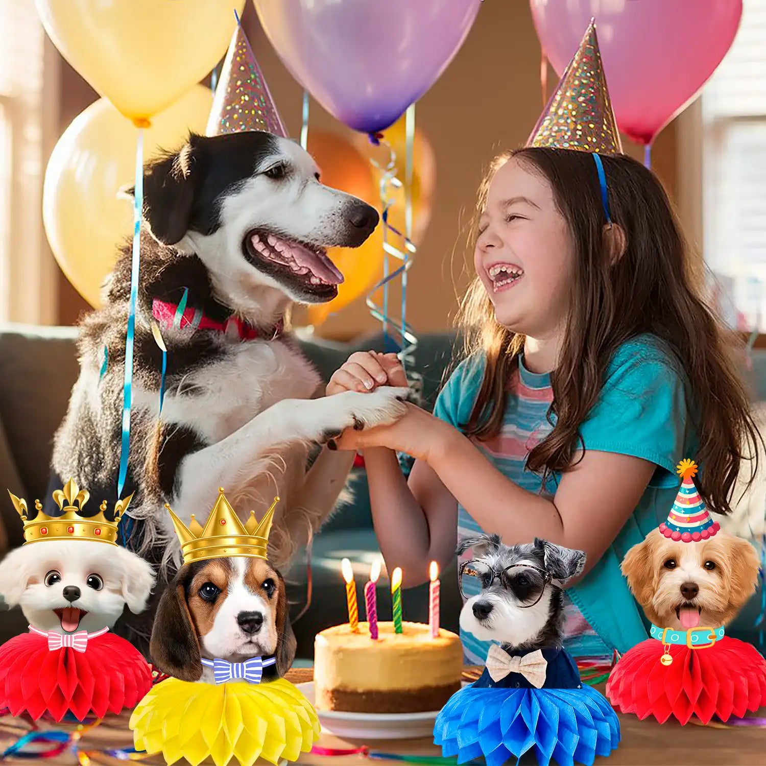 Dog Hanging Swirls Decorations Banner, 25 Pcs Dog Themed Birthday Party Decorations - Dog Birthday Party Honeycomb Centerpieces Banner Hanging Swirls for Kids/Teens Puppy Birthday Decorations Supplies