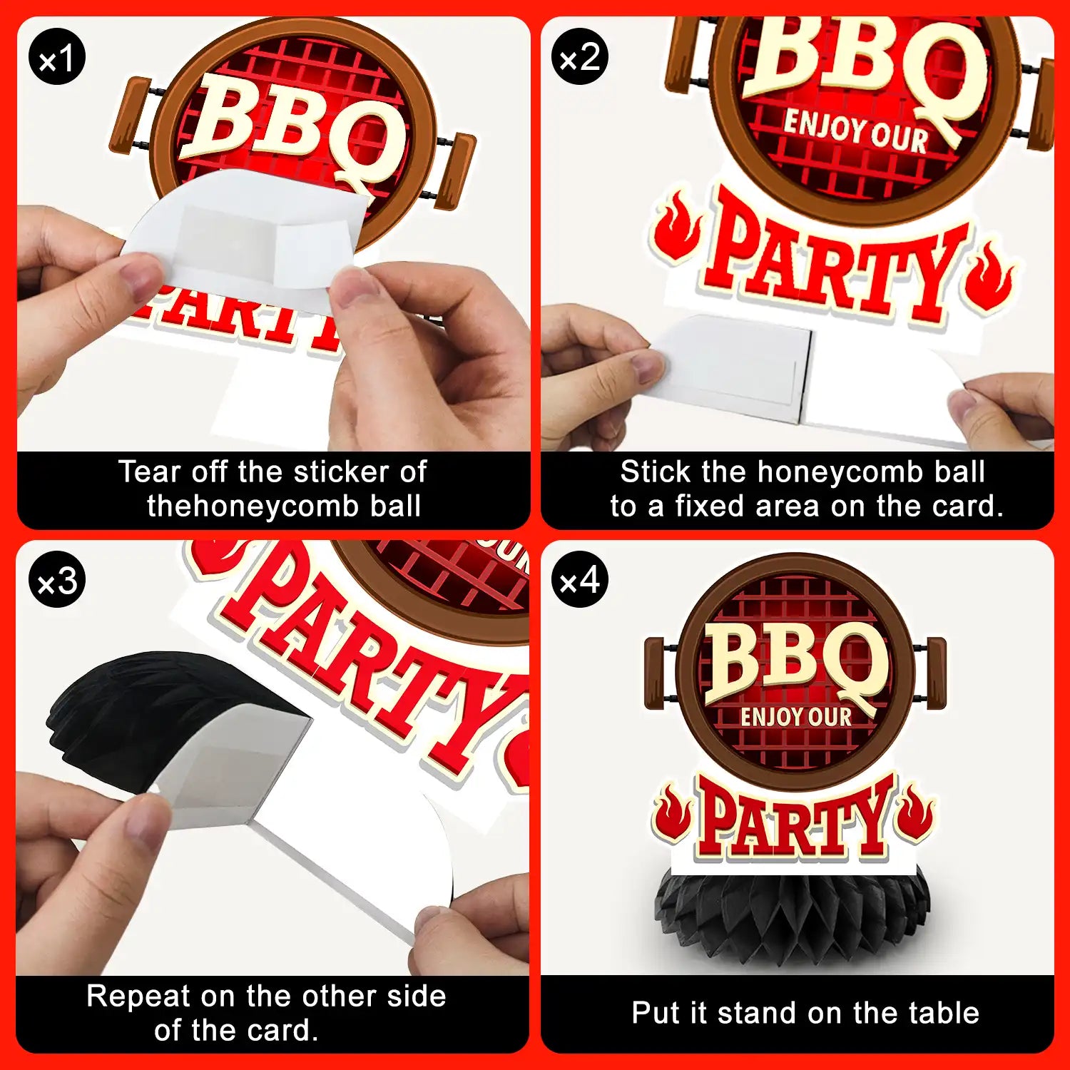 9pcs BBQ Baby Shower Centerpieces, Summer BBQ Centerpieces Summer BBQ Table Decor BBQ Theme Honeycomb Centerpieces for Picnic Party Decorations Supplies Summer Barbecue Holidays Supplies