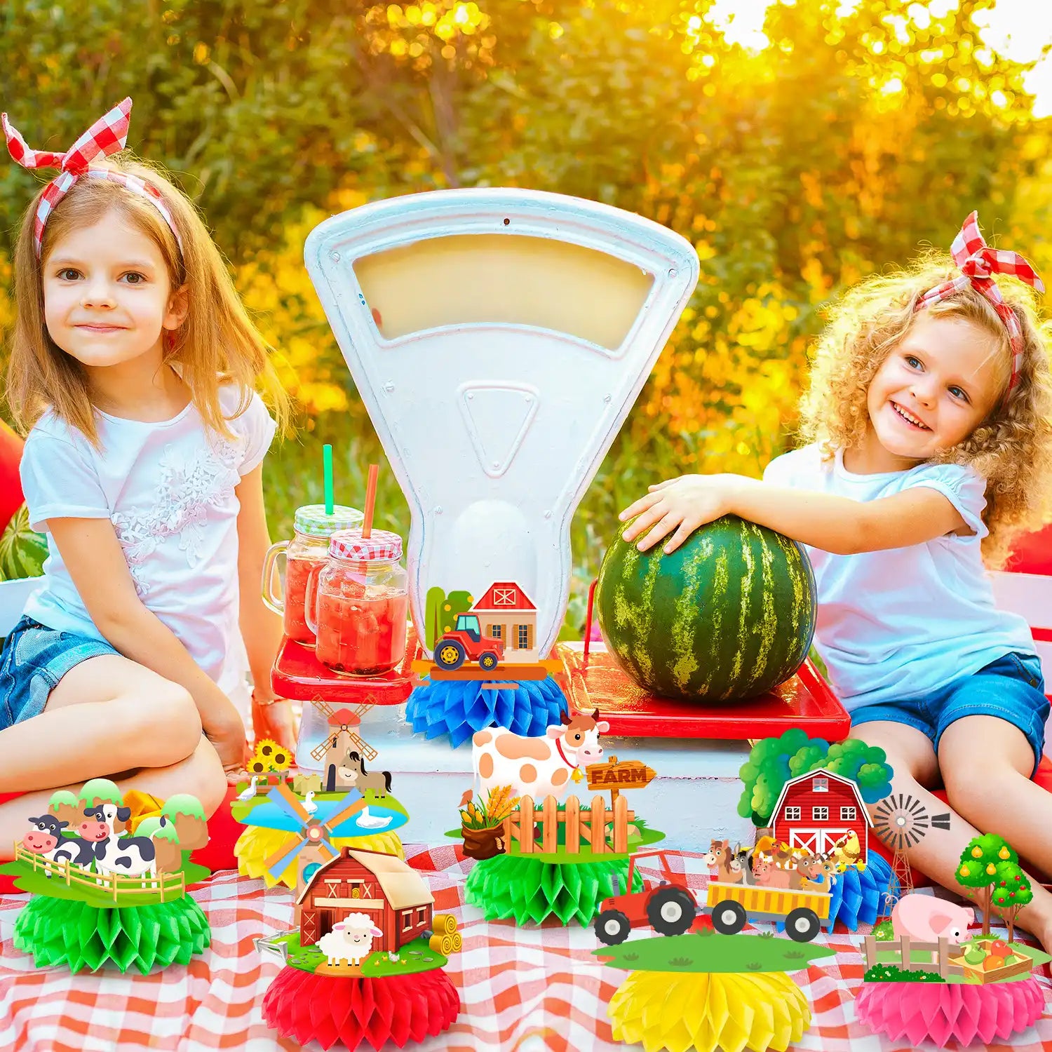 Farm Honeycomb Ceterpieces, 9 Guests Farm Animals Honeycomb Decorations, Farm Theme Birthday Party Honeycomb Centerpieces & Farm Animal Party Centerpieces, for Boys/Girls Farm Animal Birthday Decorations