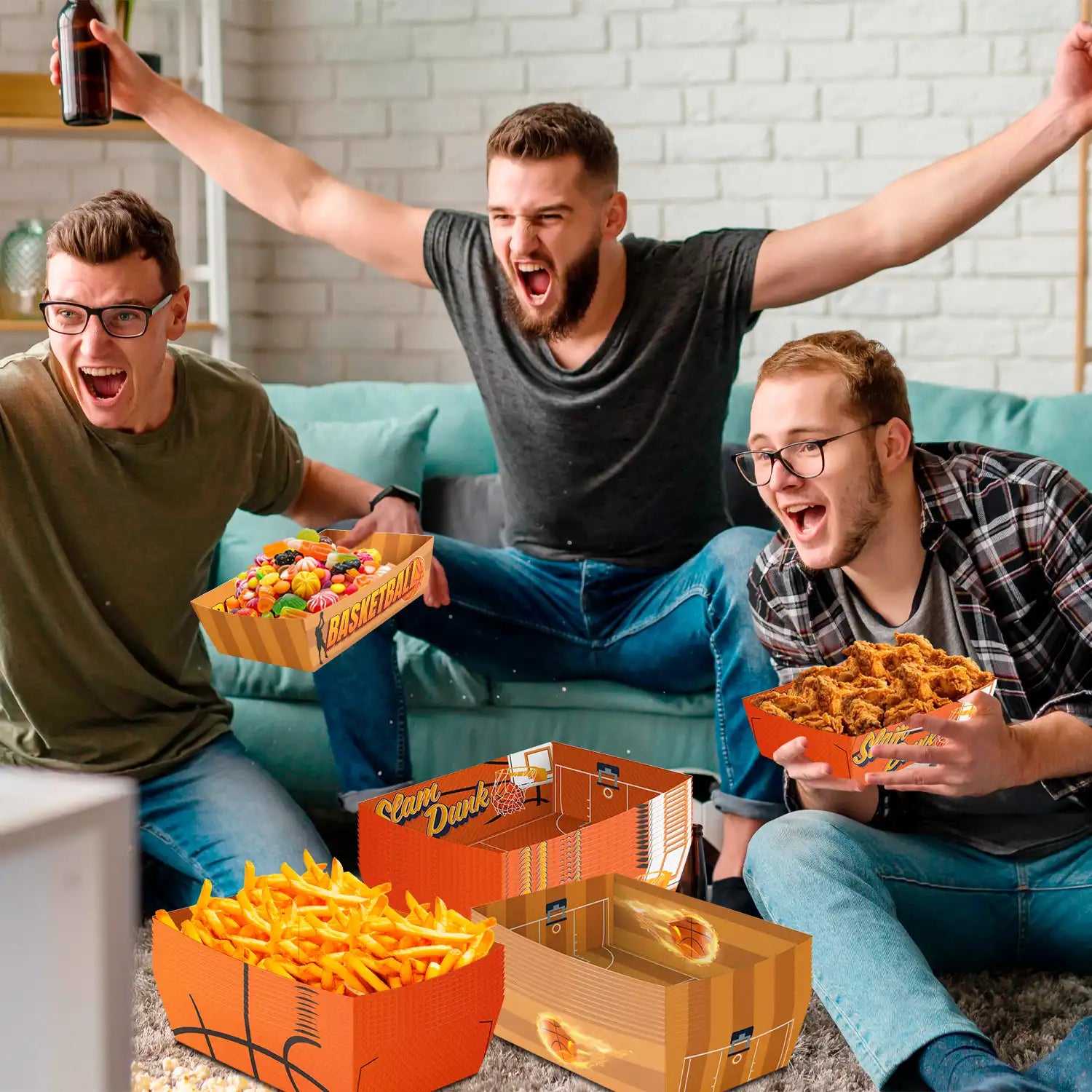 Basketball Party Decorations, 36pcs Basketball Serving Trays Basketball Popcorn Tray Basketball Food Trays for Basketball Birthday Party Decorations, Basketball Snack Trays for Basketball Decor