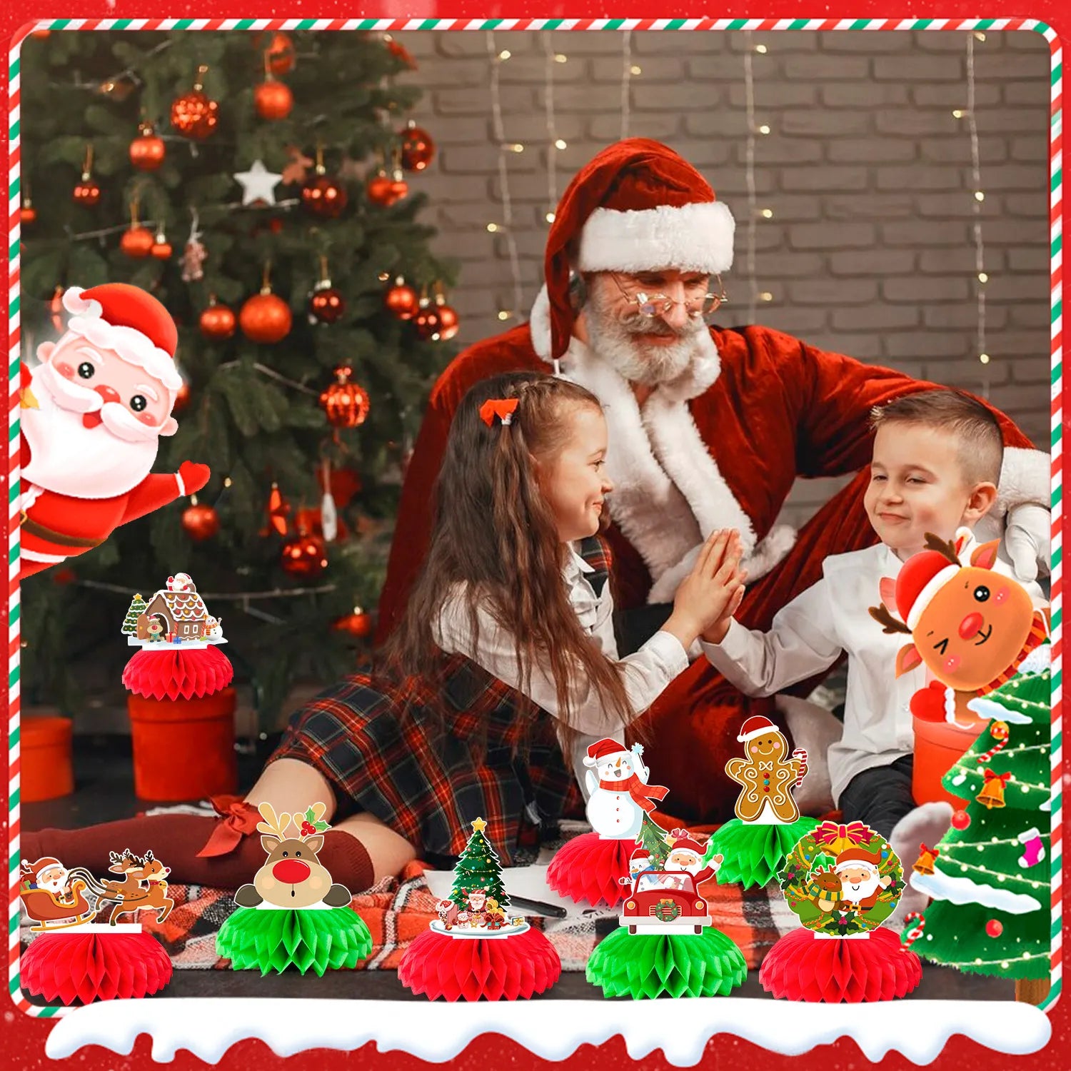 Merry Christmas Honeycomb Centerpieces,9Pcs Christmas Party Honeycomb Centerpieces,Christmas Honeycomb Table Centerpieces&Honeycomb Christmas Decorations for Christmas Table Decorations Indoor Outdor