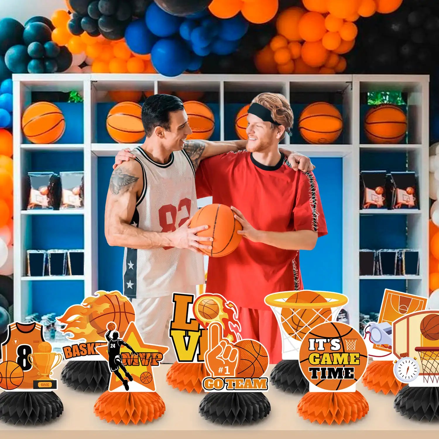 Basketball Honeycomb Centerpiece, 9pcs Basketball Birthday Honeycomb Centerpiece, Basketball Party Honeycomb Centerpieces & Basketball Centerpieces for Table, for Basketball Party Decorations Supplies