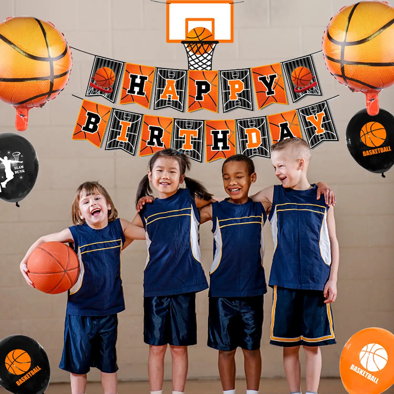 Basketball Birthday Decorations, 98pcs Basketball Party Decorations&Tableware Set-Basketball Plates Napkins Table Cloth Balloon Wristband Keychain etc Basketball Birthday Party Supplies for Boys Kids