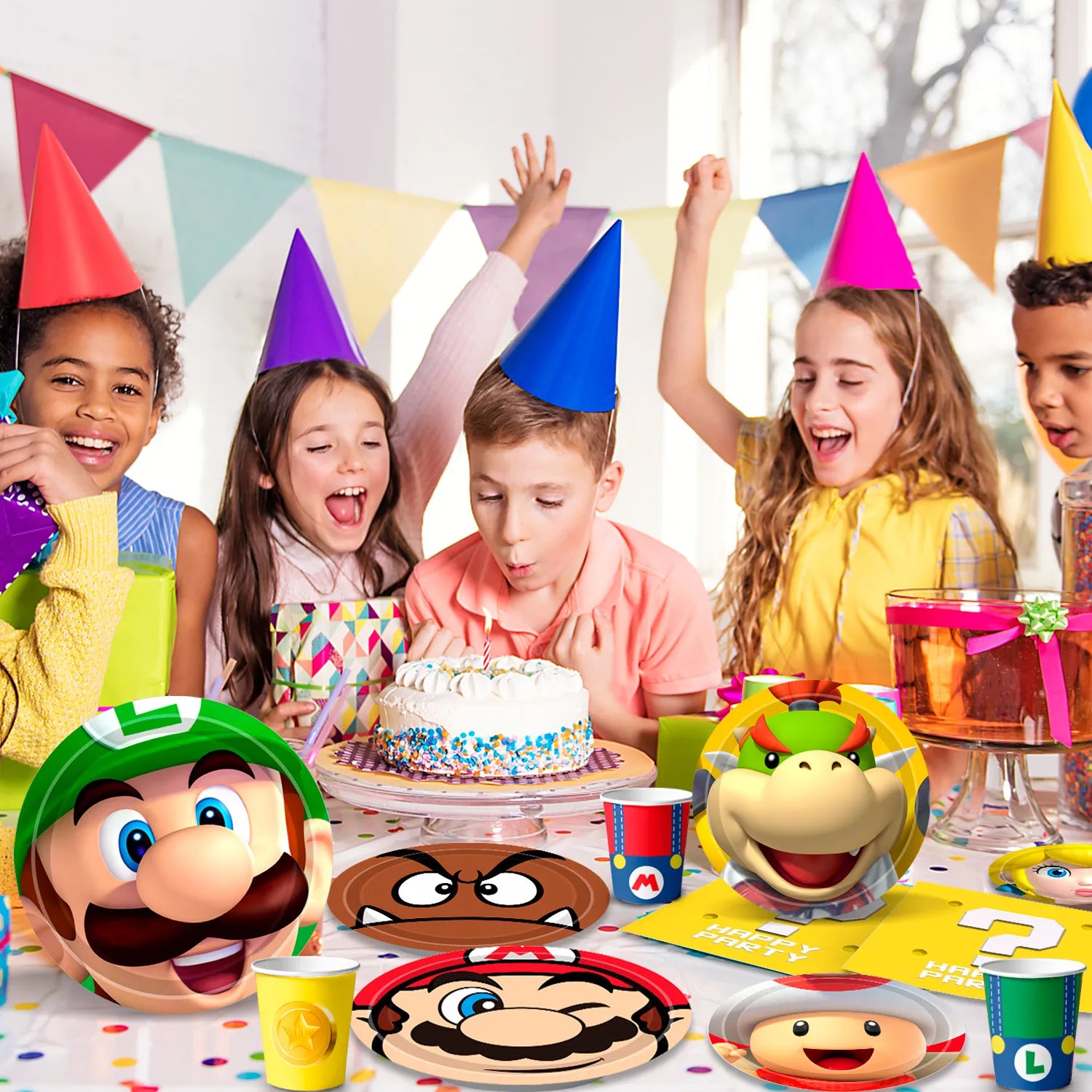 Mario Birthday Decorations Tableware,120pcs Mario Plates and Napkins Set- 30pcs 9''Mario Party Plates,30pcs 7''Super Mario Cake Plates and 30pcs Mario Napkins Cups for Mario Party Decorations Supplies
