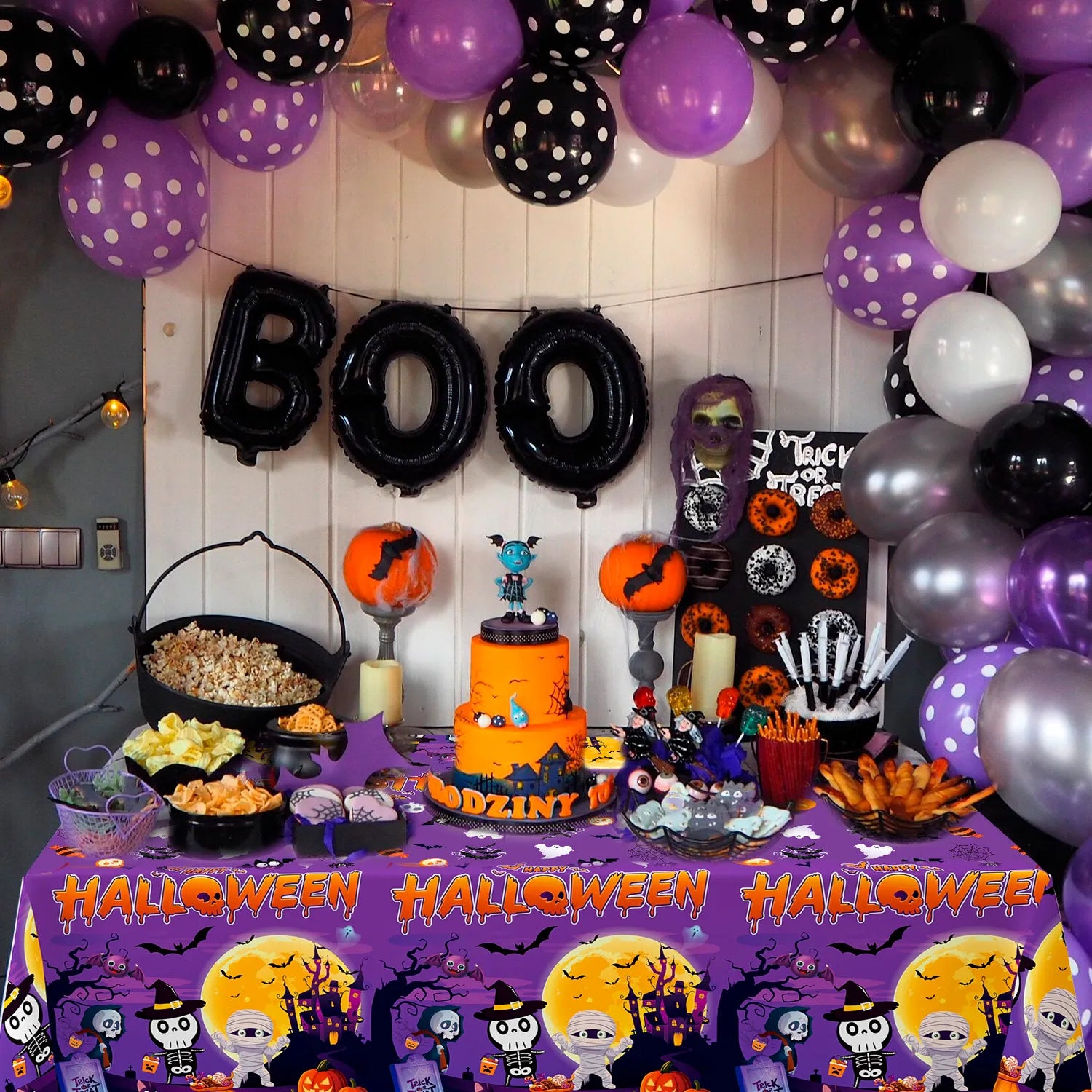 Halloween Tablecloth, 2 Pcs Halloween Decorations Tablecloth Kit - Halloween Table Cover, Halloween Party Tablecloth, for Halloween Party Decorations & Halloween Table Decorations