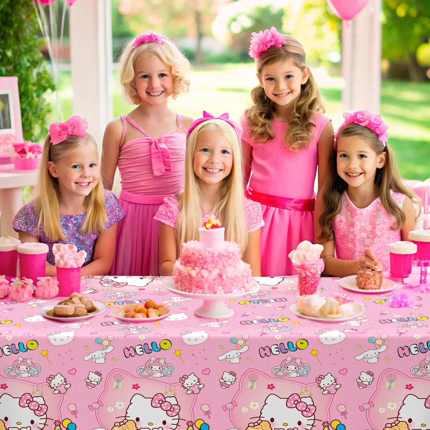 Hello Kitty Tablecloths, 3 Pieces Hello Kitty Tablecloths and Hello Kitty Party Tablecloths for Girls Kids Hello Kitty Themed Birthday Party Decoration Supplies