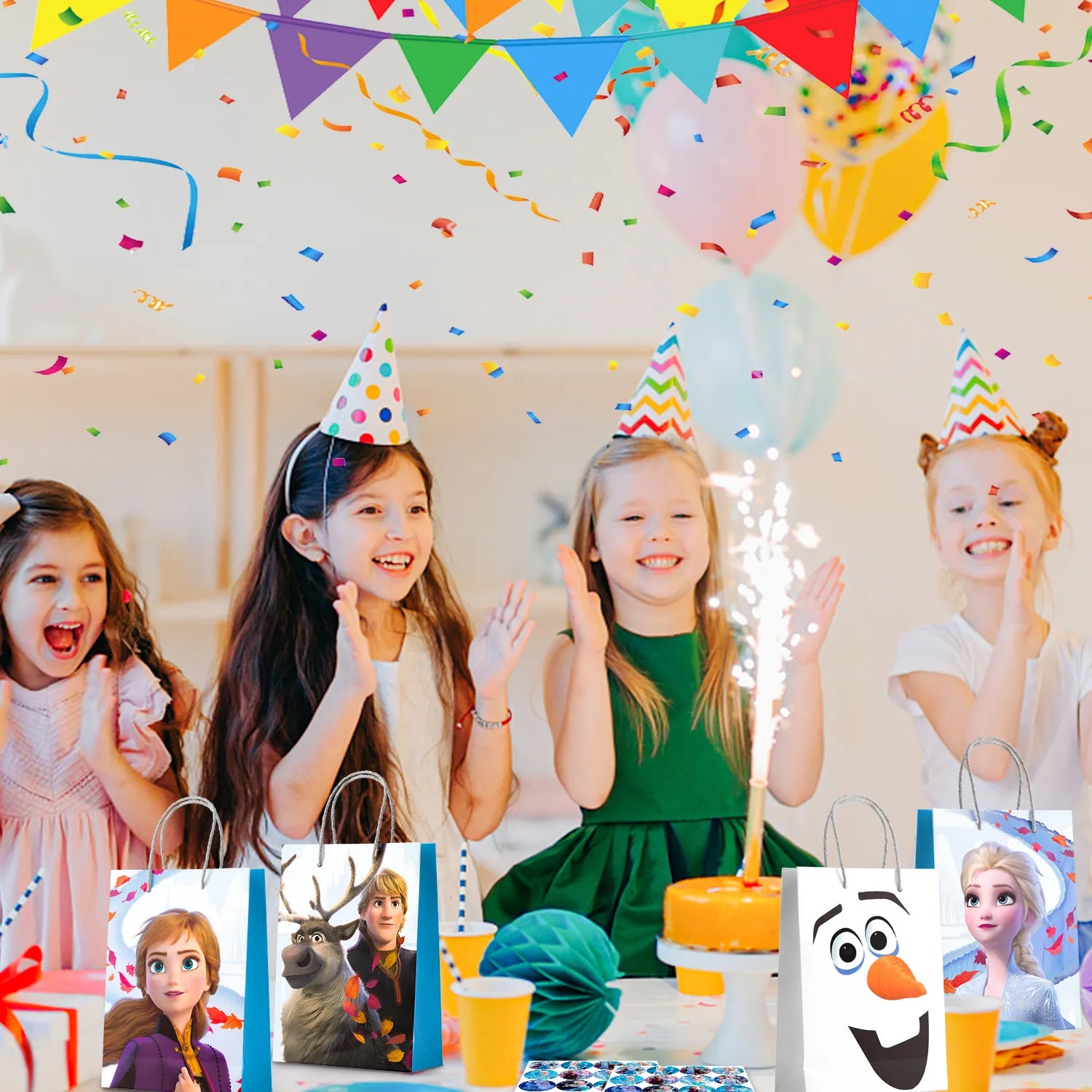 Frozen Birthday Party Supplies, 24pcs Frozen Party Favor Bags and 24pcs Frozen Stickers for Kids Frozen Goodie Bags, Frozen Gift Bag, Frozen Birthday Party Favors Boxes