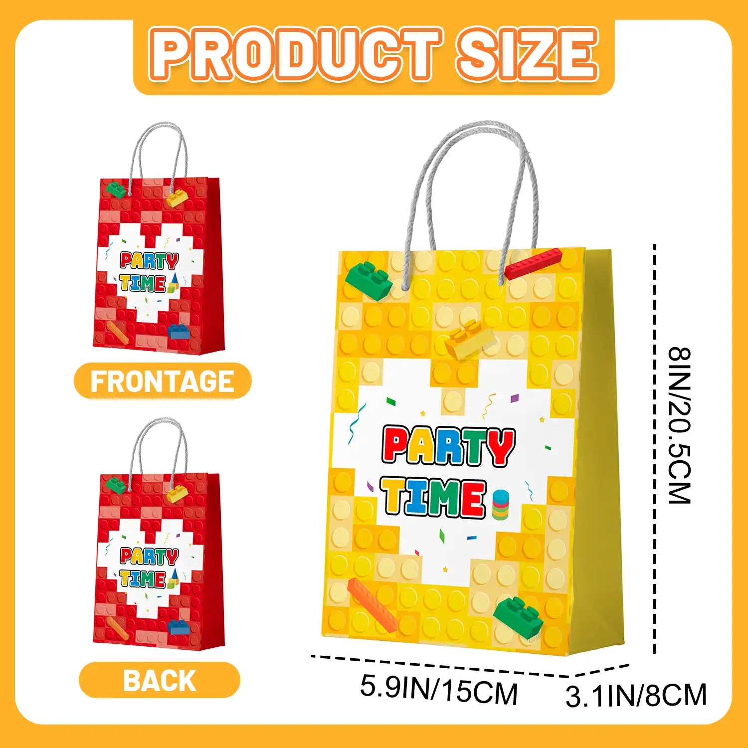 Building Block Party Favor Bags,24 Pcs Building Block Gift Bags Set - Building Block Party Bags,Building Block Party Present Bags & Bricks Theme Paper Bag for Building Block Birthday Party Decorations