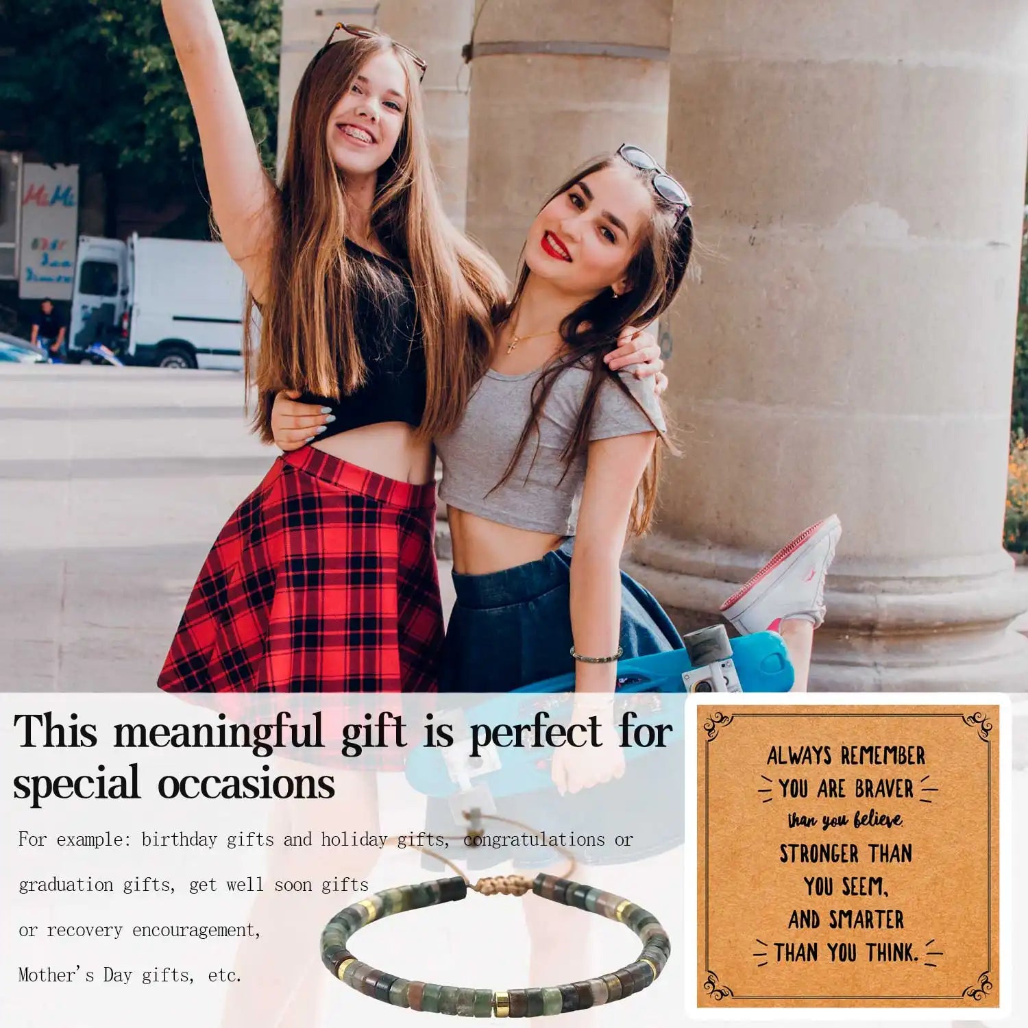 Natural Stone Bracelets, 3-6 '' Natural Crystal Bracelets Semi-Precious Gemstone Beaded Bracelets Healing Bracelets Round Gemstones Stretch Bracelet, Adjustable Bracelet for Women