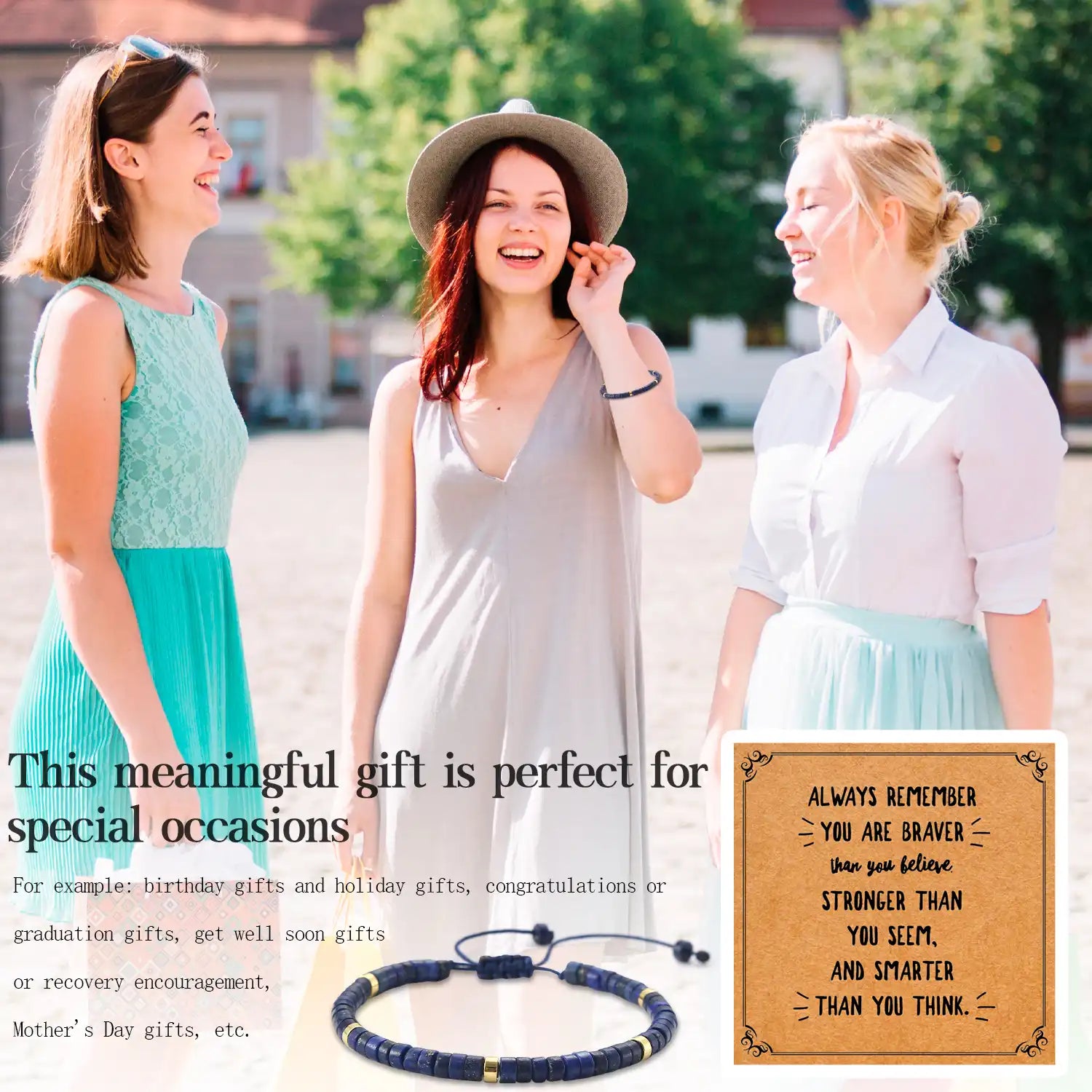 Adjustable Natural Stone Bracelets, 3-6'' Inspirational Bracelets for Women Handmade Semi-Precious Gemstone Beaded Bracelets Crystal Stone Bracelets, Bohemian Jewelry for Women