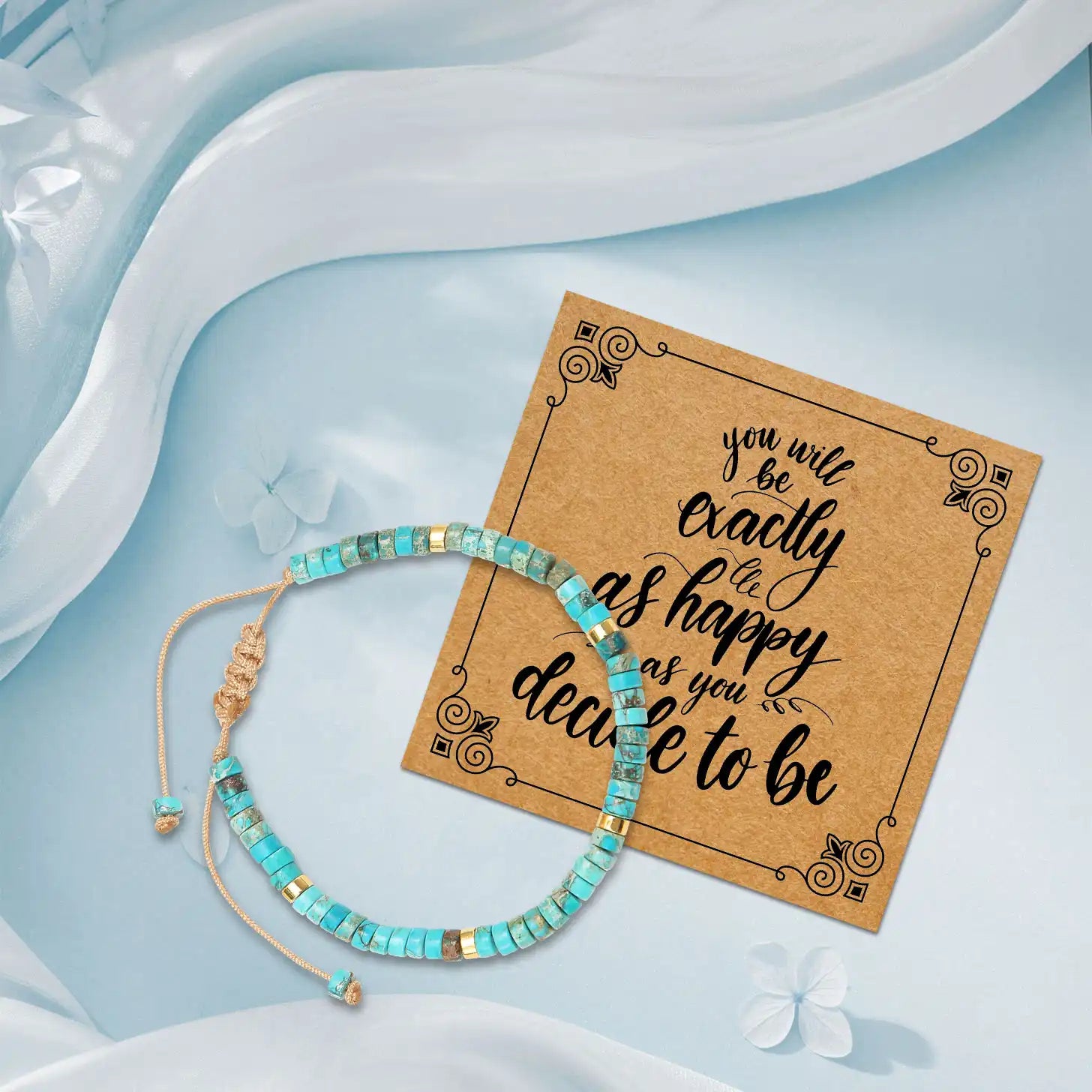 Turquoise Bracelet for Women, 3-6'' Adjustable Turquoise Beaded Bracelets Stone Bracelets Turquoise Gemstones Beaded Stretch Bracelet Natural Stone Bracelets Inspirational Bracelets for Women