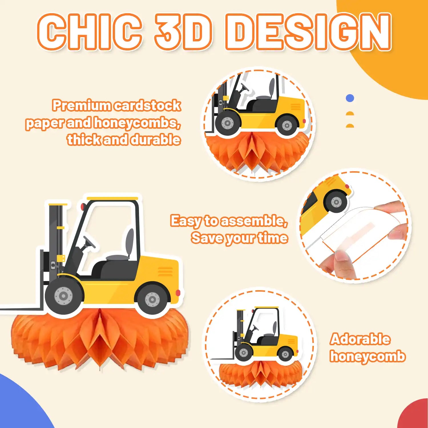Construction Honeycomb Centerpieces,9pcs Construction Party Centerpieces,Construction Truck Honeycomb Centerpieces & Excavator Honeycomb Decoration,for Construction Birthday Party Supplies Decorations