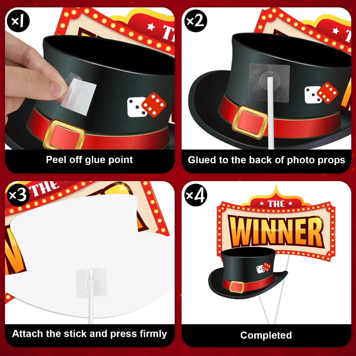 Casino Photo Booth Props, 28 Pcs Casino Themed Photo Booth Props, Casino Night Photo Booth Props & Casino Theme Party Photo Booth Props for Casino Theme Party Decorations & Las Vegas Party Decorations
