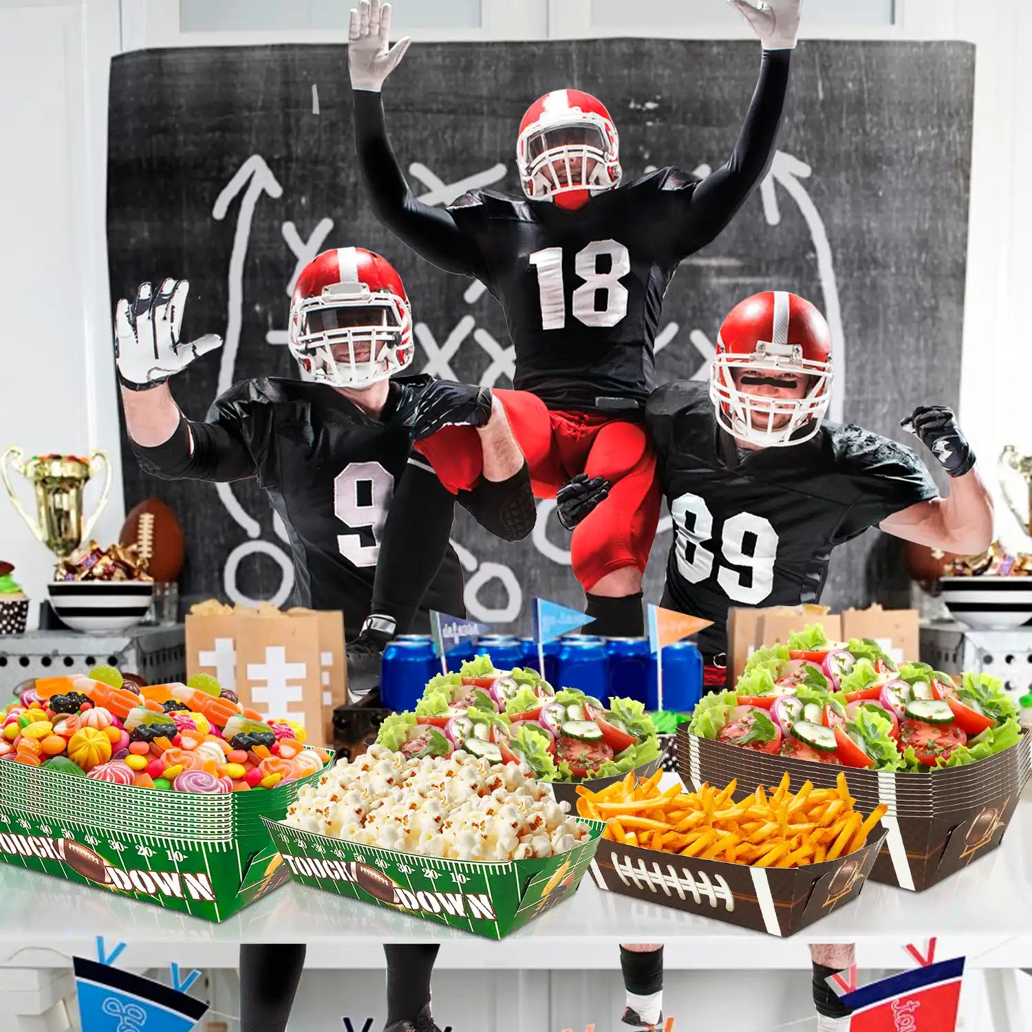 Football Party Paper Tray,36 Pcs Football Food Trays Set-Football Party Paper Food Trays,Football Paper Snack Tray&Football Trays for Food,for Football Party Decorations&Football Birthday Decorations