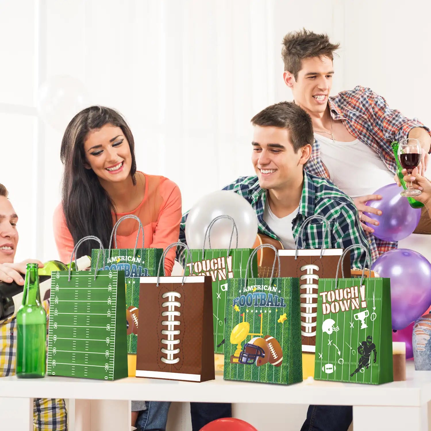 Football Gift Bags, 16 Pcs Football Goodie Bags Set - Football Party Bags, Football Candy Bags & Football Favor Bags, for Football Party Decorations & Football Birthday Decorations