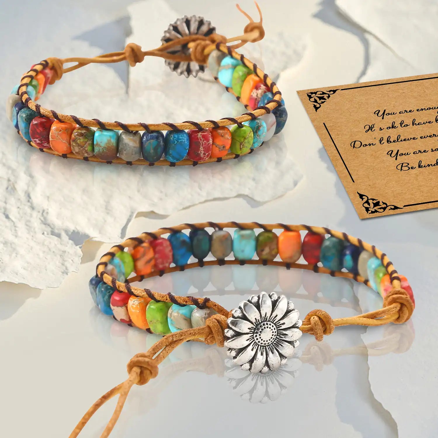 Color Natural Crystal Bracelets, 3-6'' Adjustable Oval Positive Energy Bracelet Semi-Precious Gemstone Beaded Bracelets, Healing Bracelets for Women Gifts