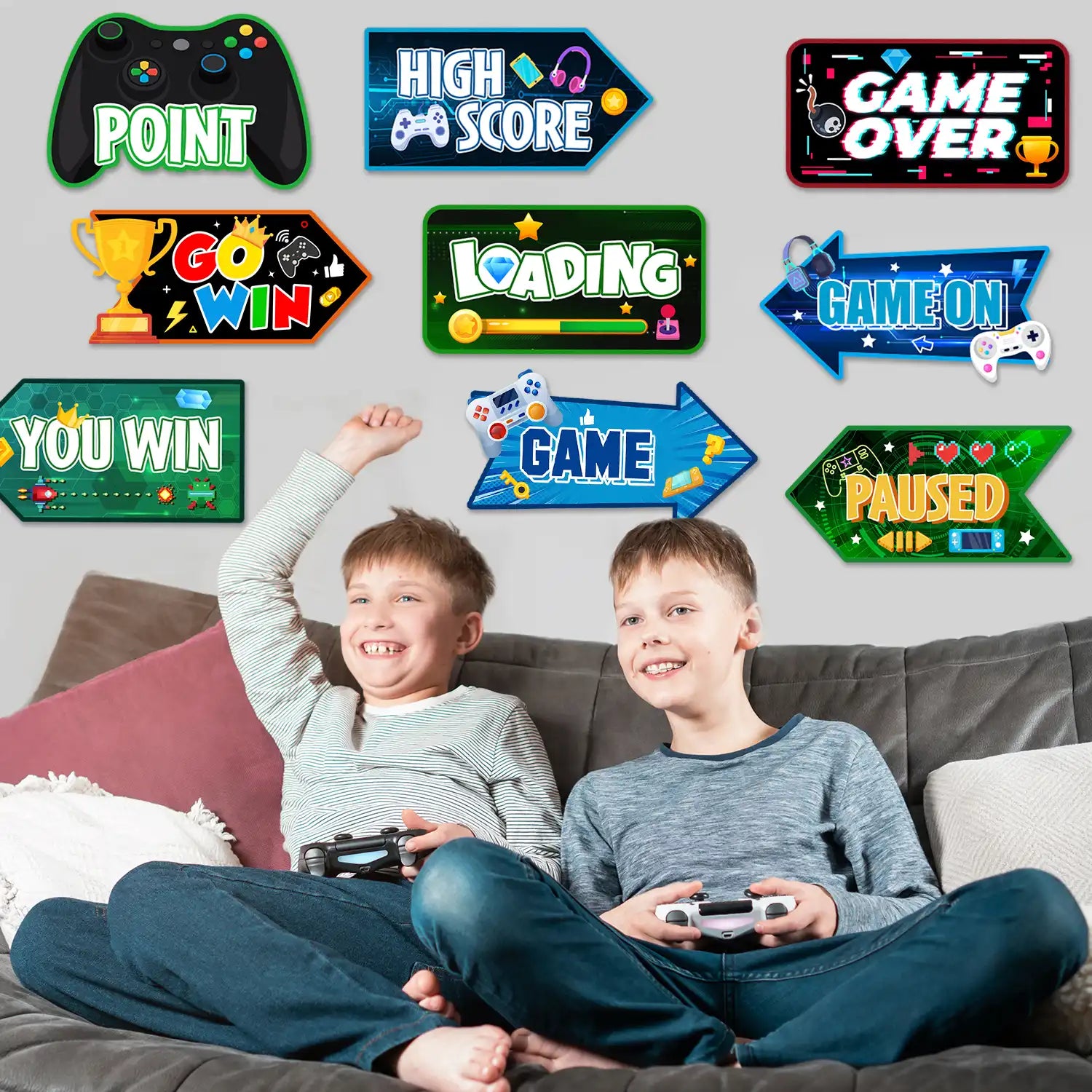 Video Game Party Sign, 20 Pcs Video Game Welcome Signs, Video Game Yard Signs & Game Party Themed Directional Signs, for Video Game Birthday Decorations & Video Game Party Decorations